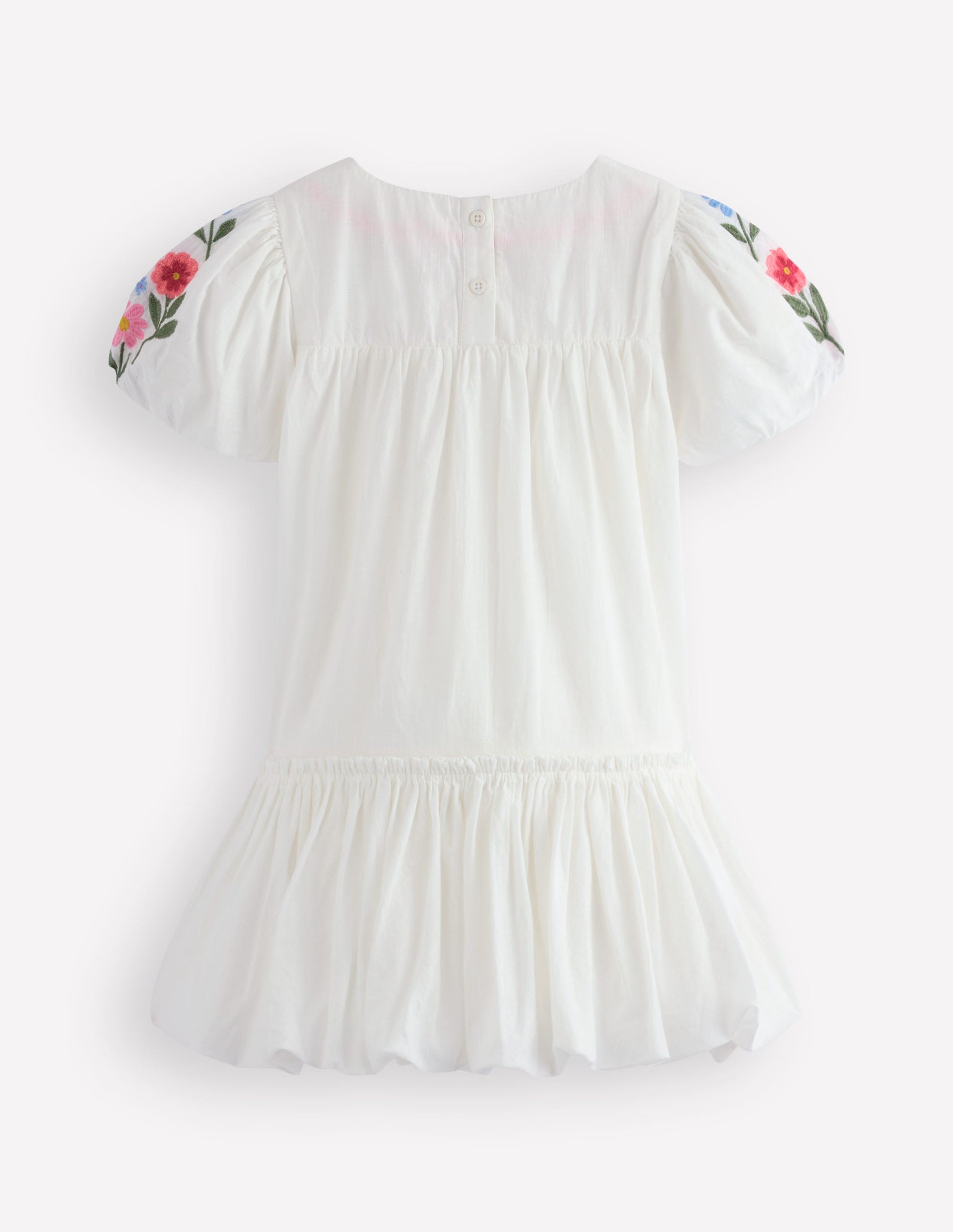 Drop Waist Bubble Dress-Soft Ivory Embroidery-3