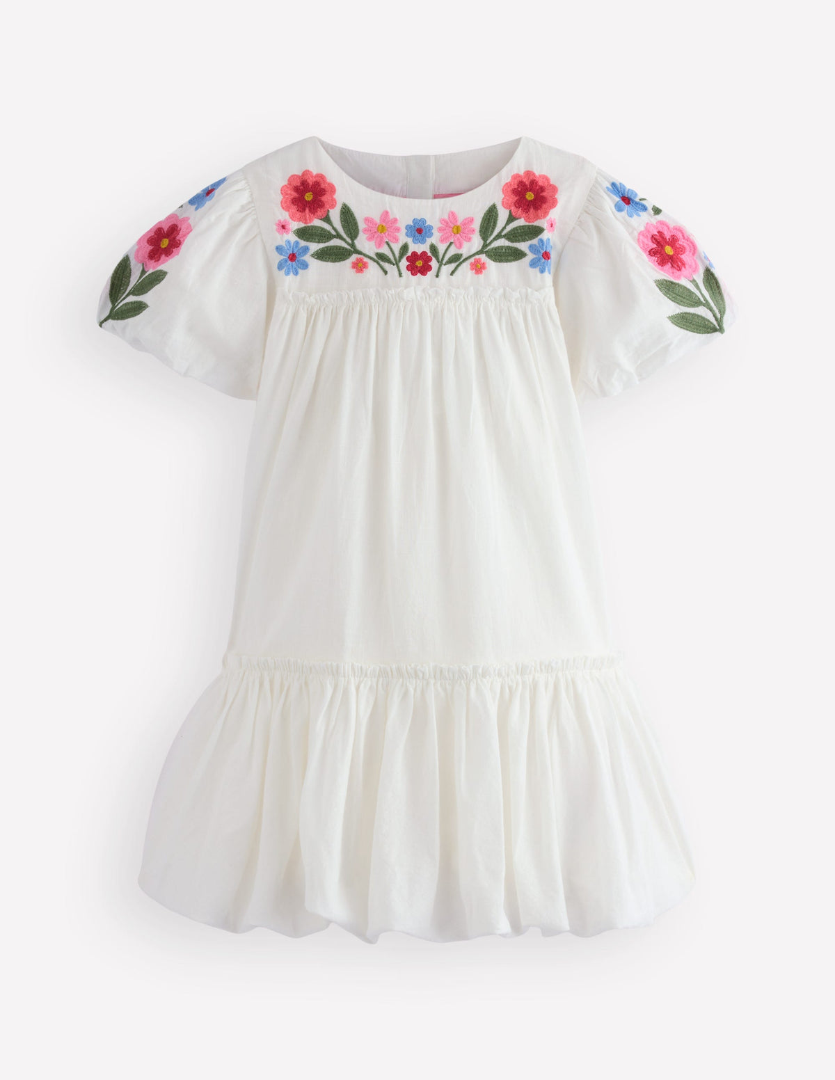 Drop Waist Bubble Dress-Soft Ivory Embroidery - Image 1