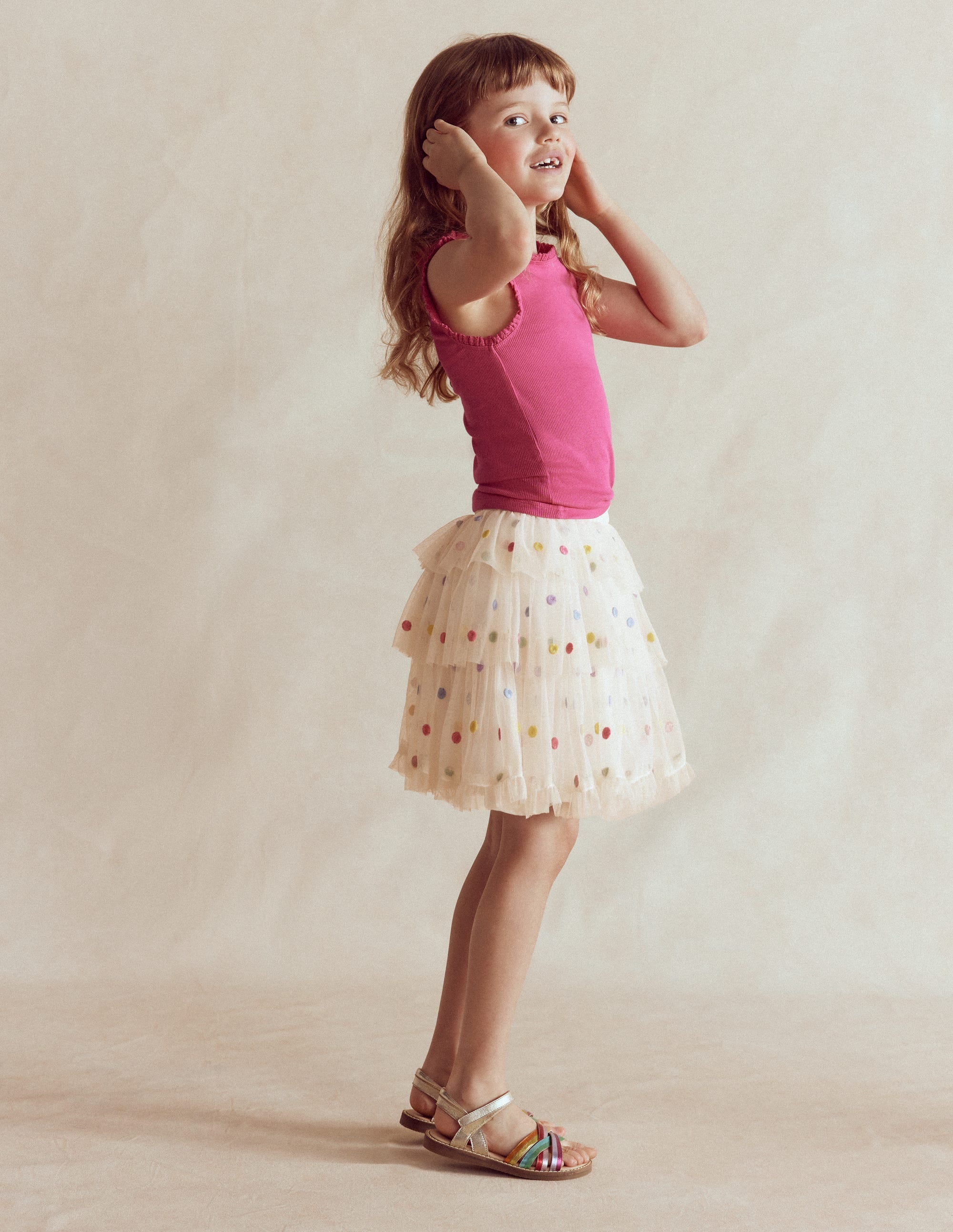 Tulle Interest Skirt-Soft Ivory Multi Spot - Image 1