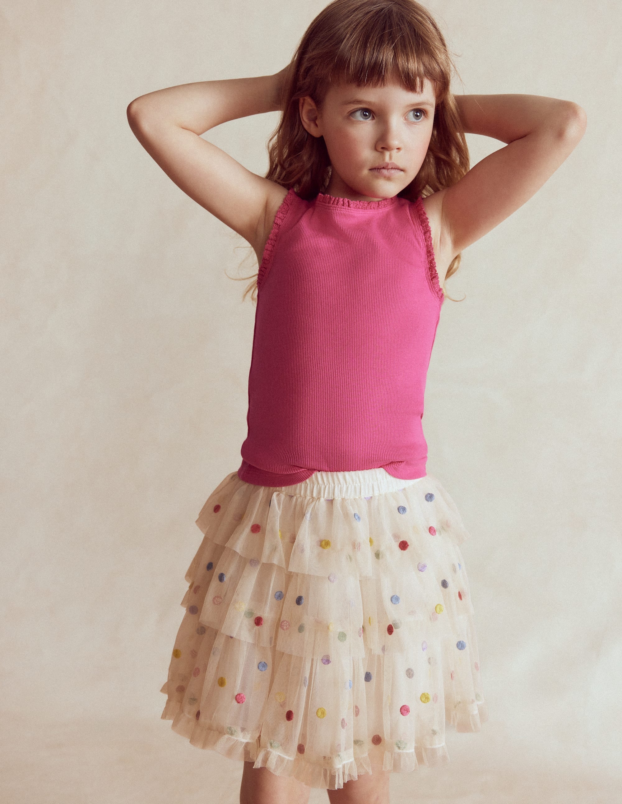Tulle Interest Skirt-Soft Ivory Multi Spot - Image 2