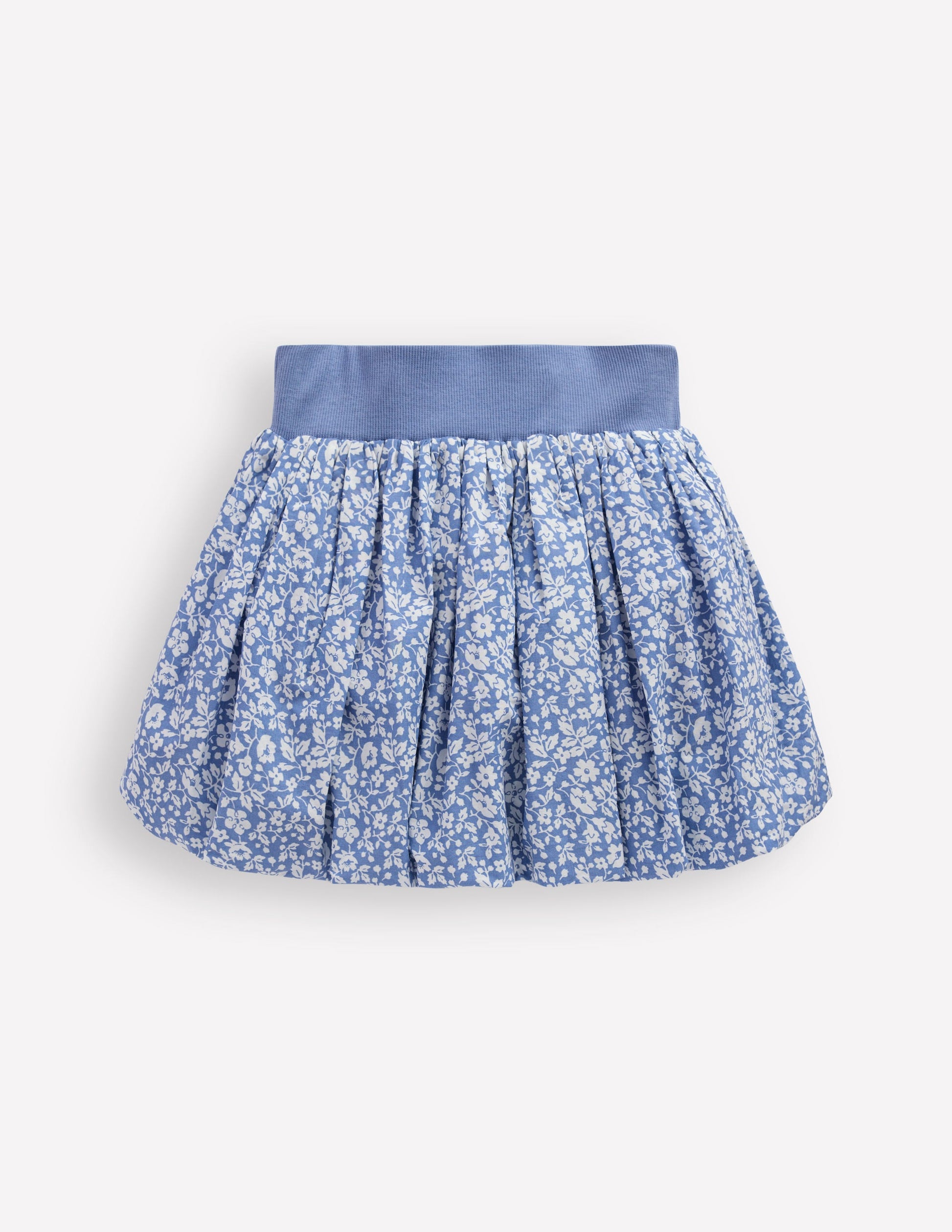 Bubble Hem Skirt-Wave Blue Vintage Ditsy Floral-1