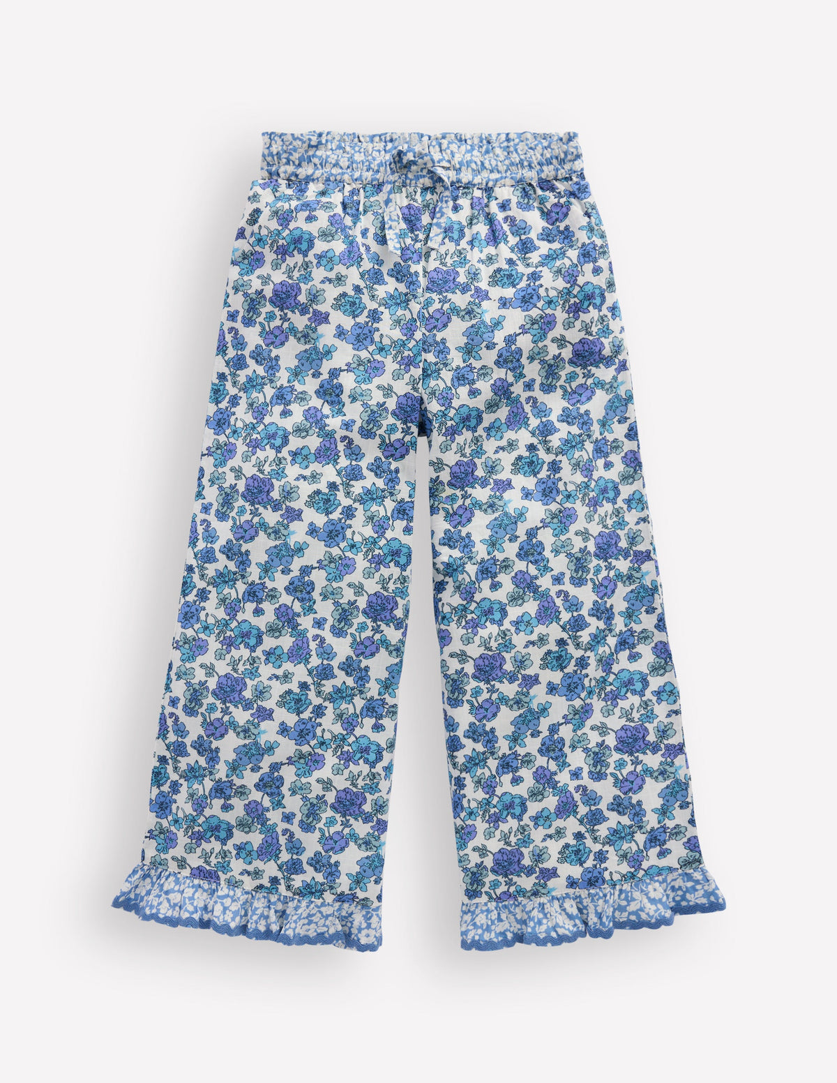 Frill Hem Trousers-Blue Floral Hotch Potch - Image 2