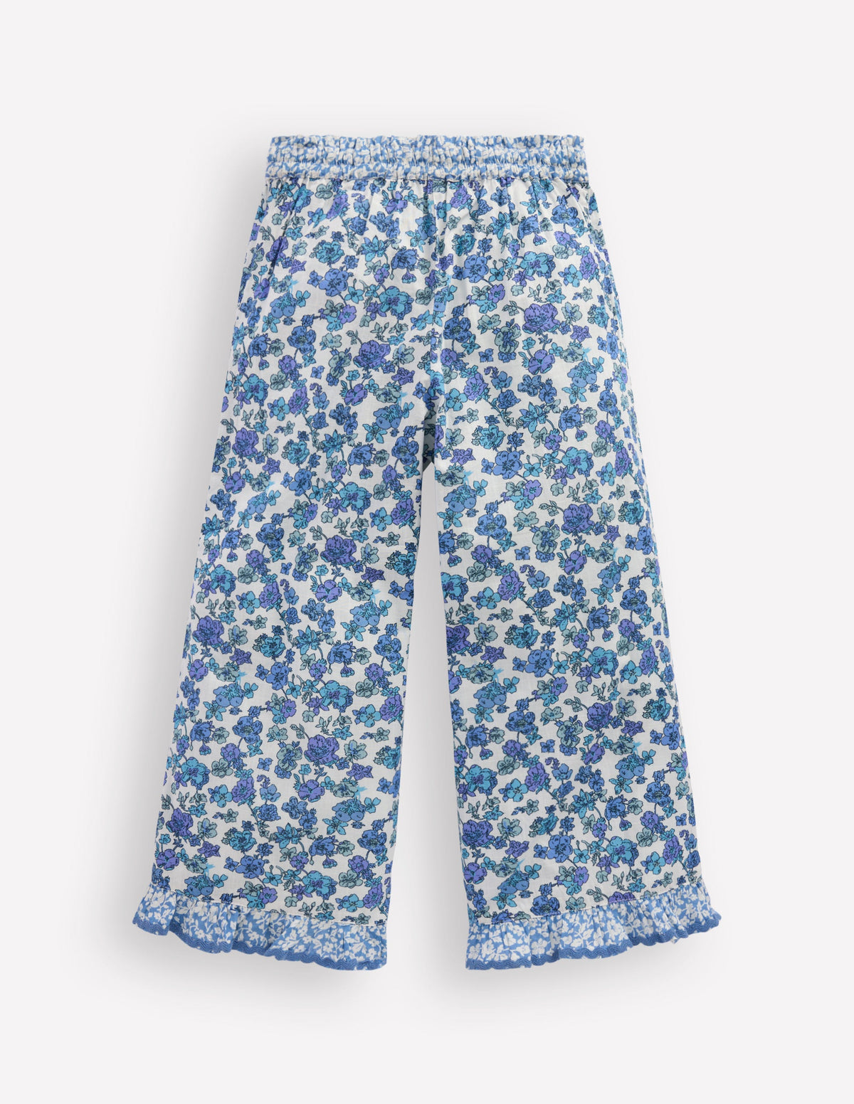 Frill Hem Trousers-Blue Floral Hotch Potch - Image 3
