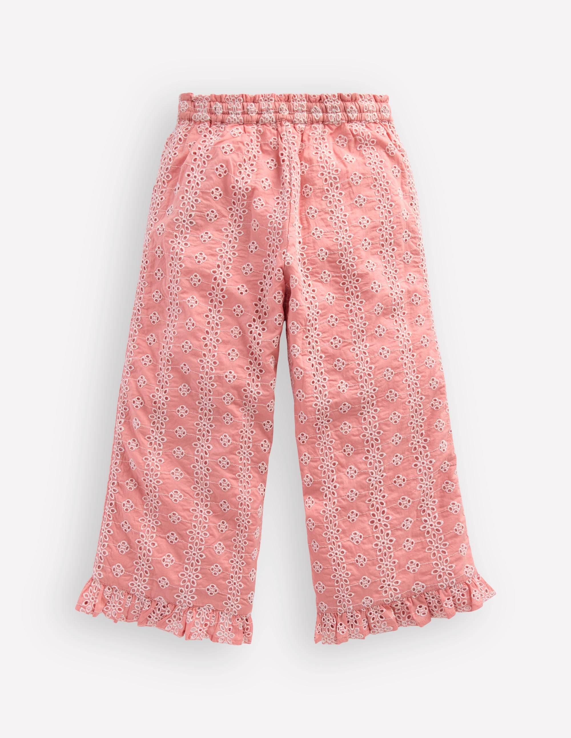 Frill Hem Trousers-Pink Broderie - Image 2