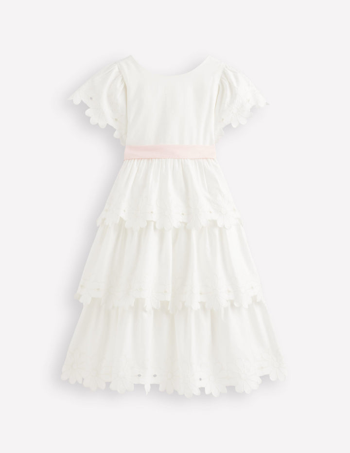 Flower Hem Occasion Dress-Soft Ivory