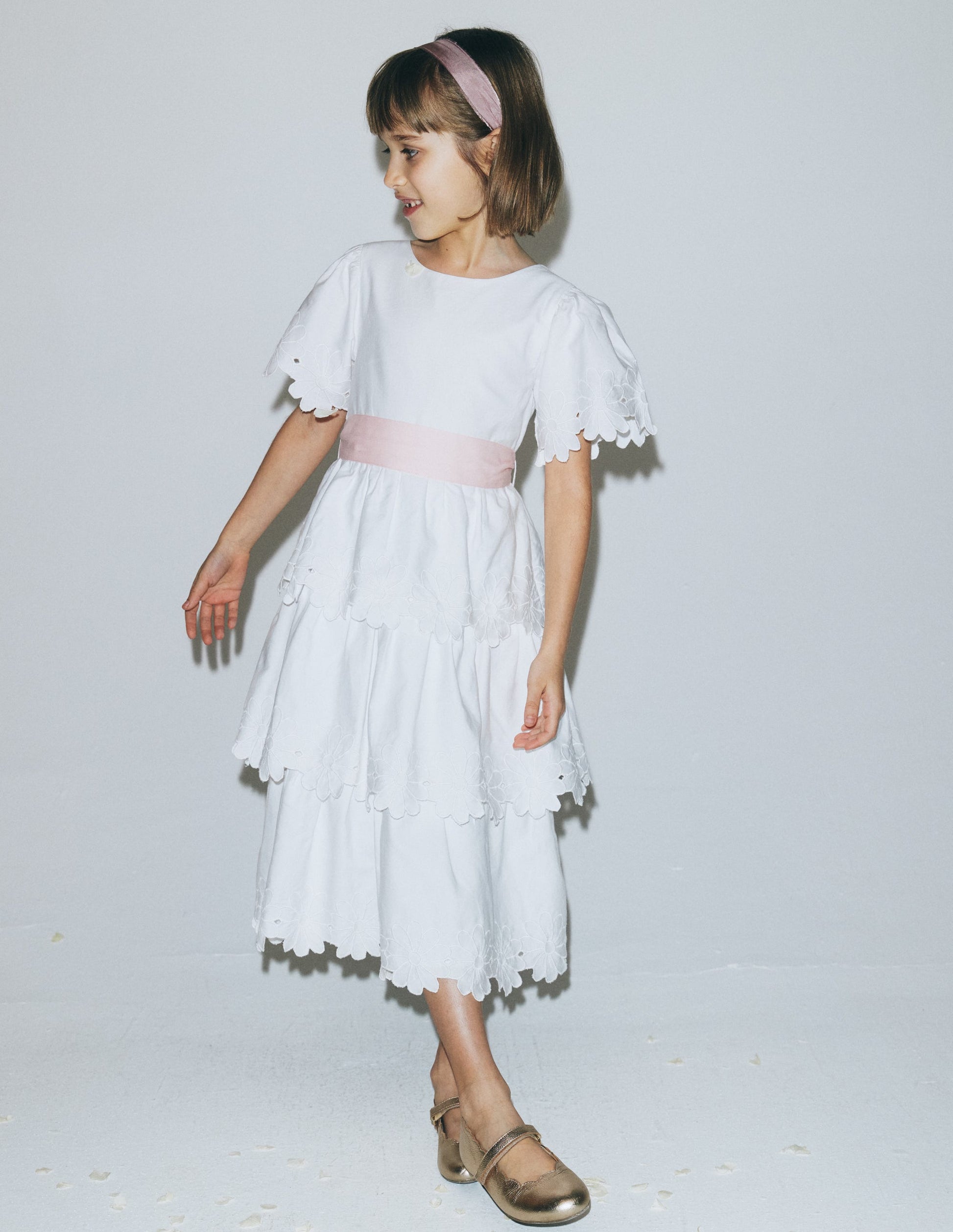 Flower Hem Occasion Dress-Soft Ivory-4