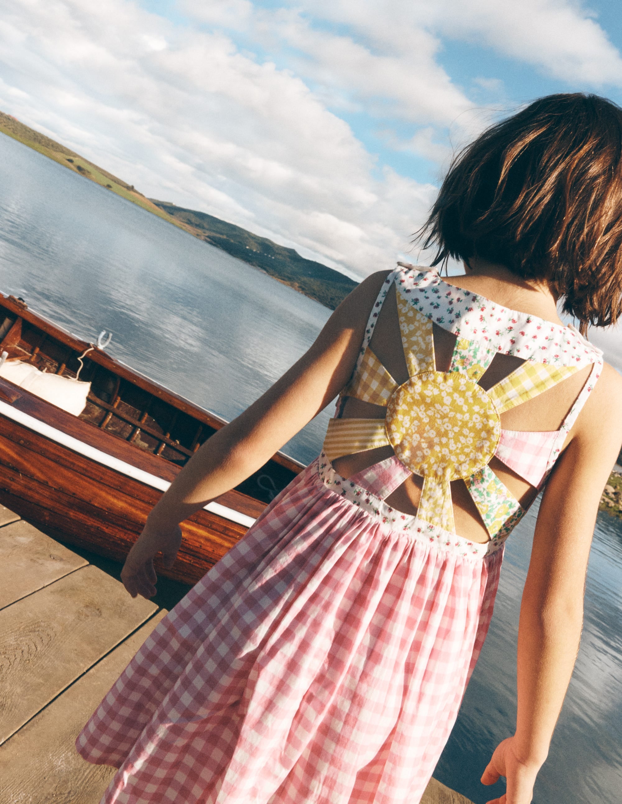 Harlow Logo Dress-Spring Blossom Gingham Sunray - Image 4