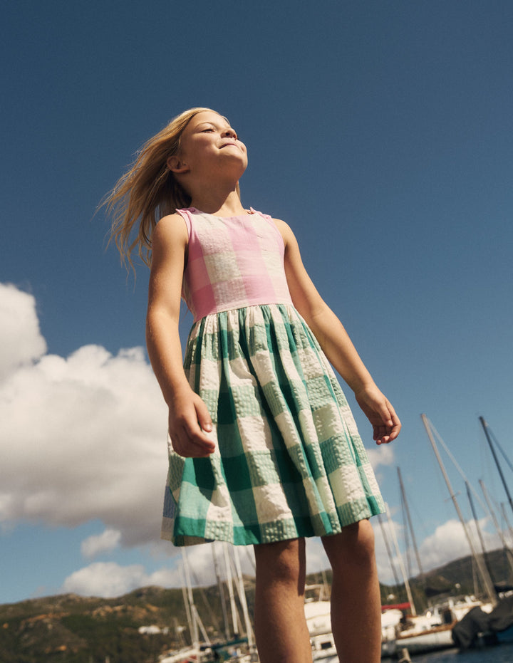 Harper Cross-Back Dress-Gingham Hotchpotch
