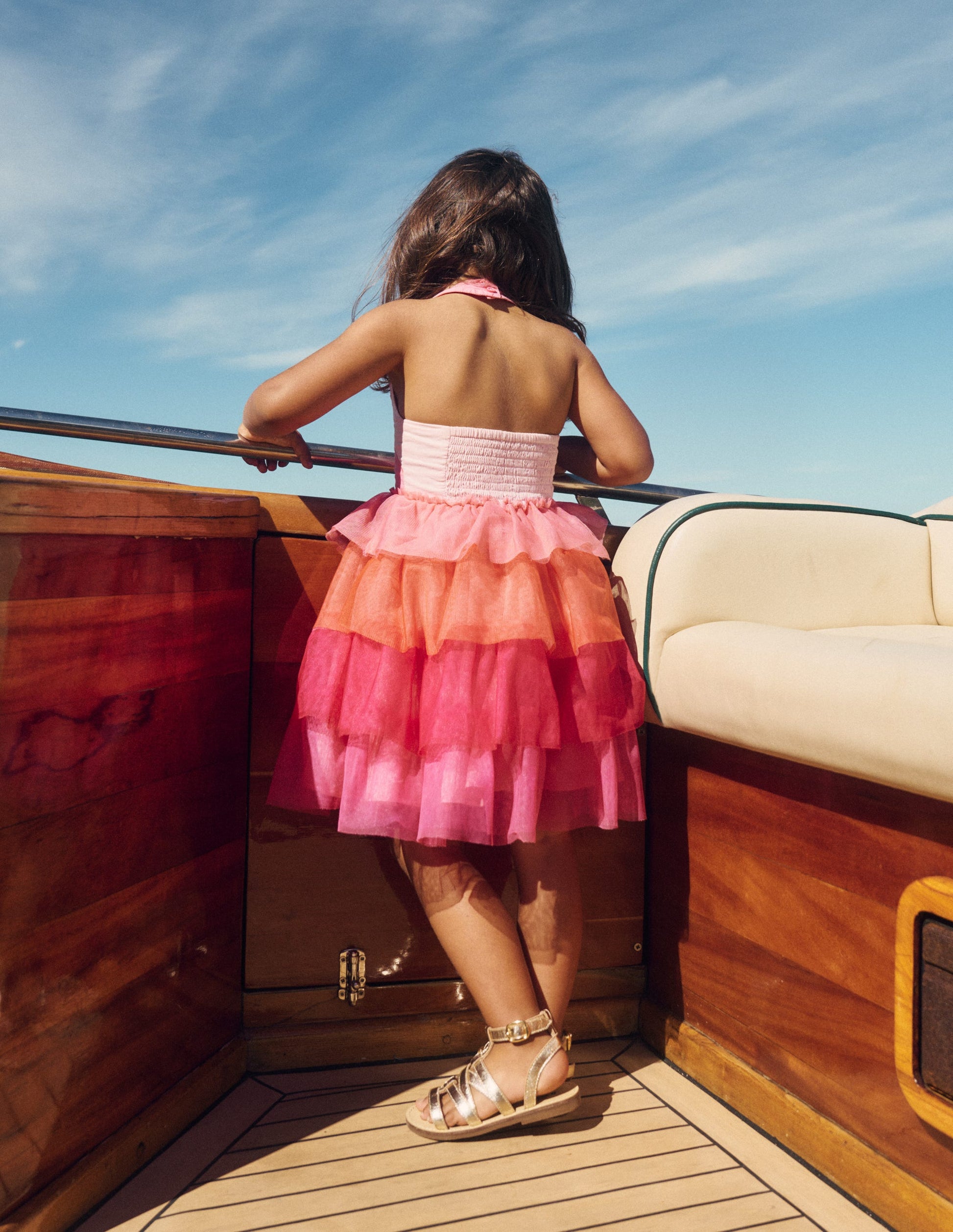 TULLE MIX LOGO DRESS-Salmon Pink Flamingo-2