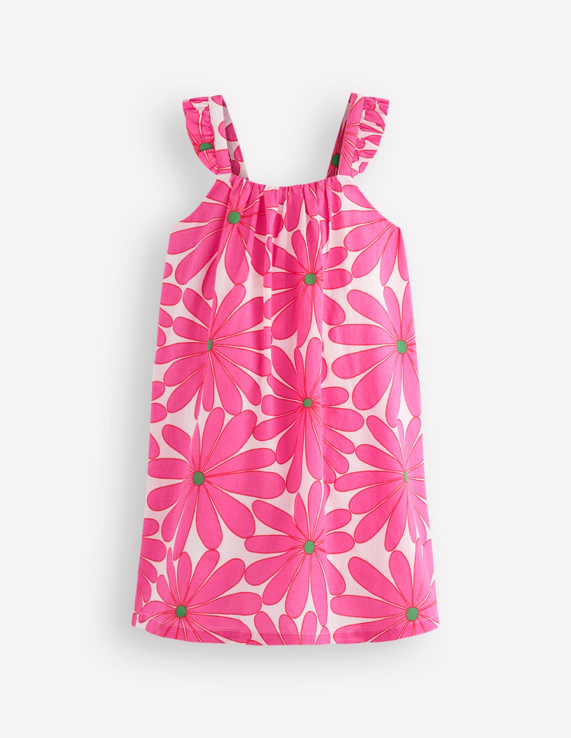 Ruffle Strap Sundress-Festival Pink Giant Daisy-1