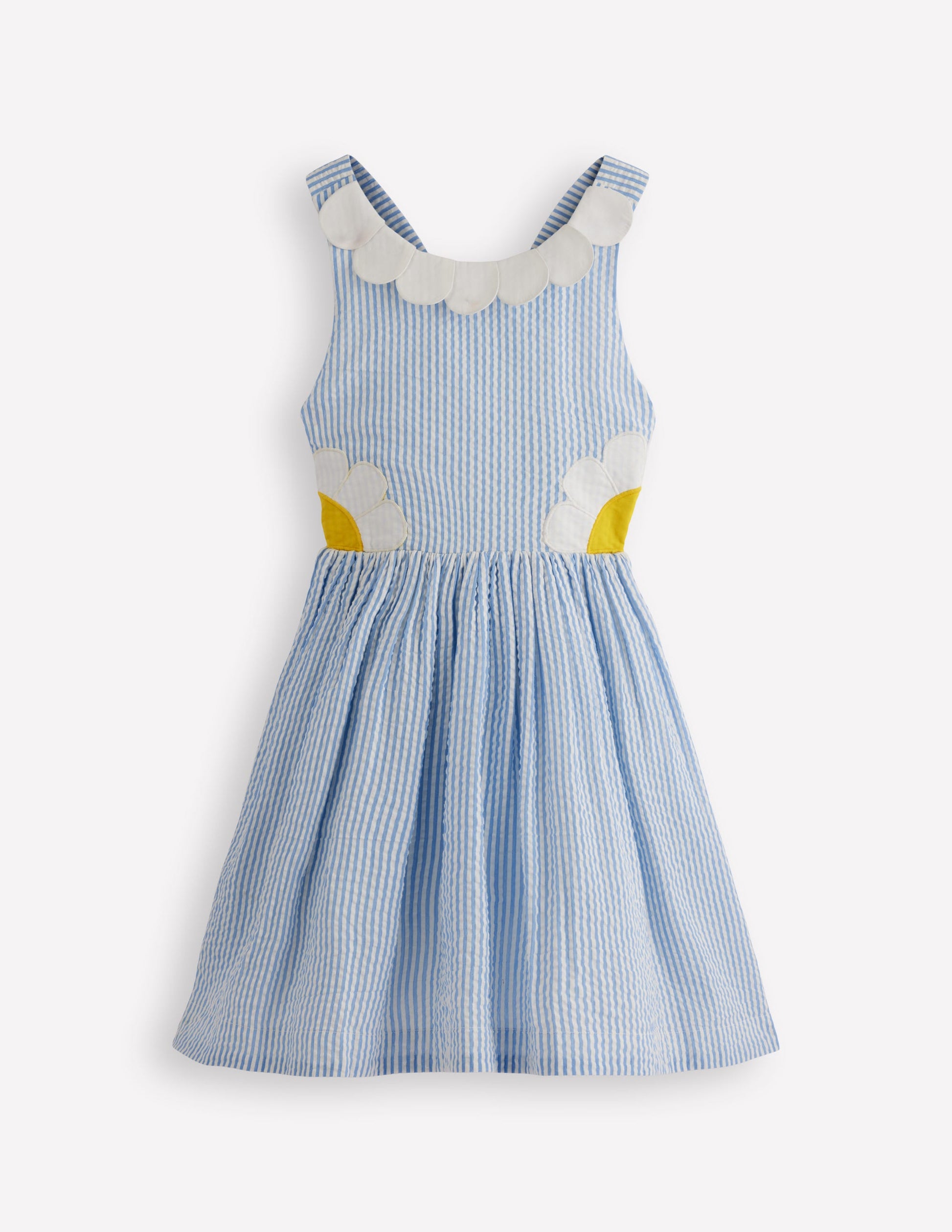 Novelty Cross-back Dress-Blue Daisy Applique-4