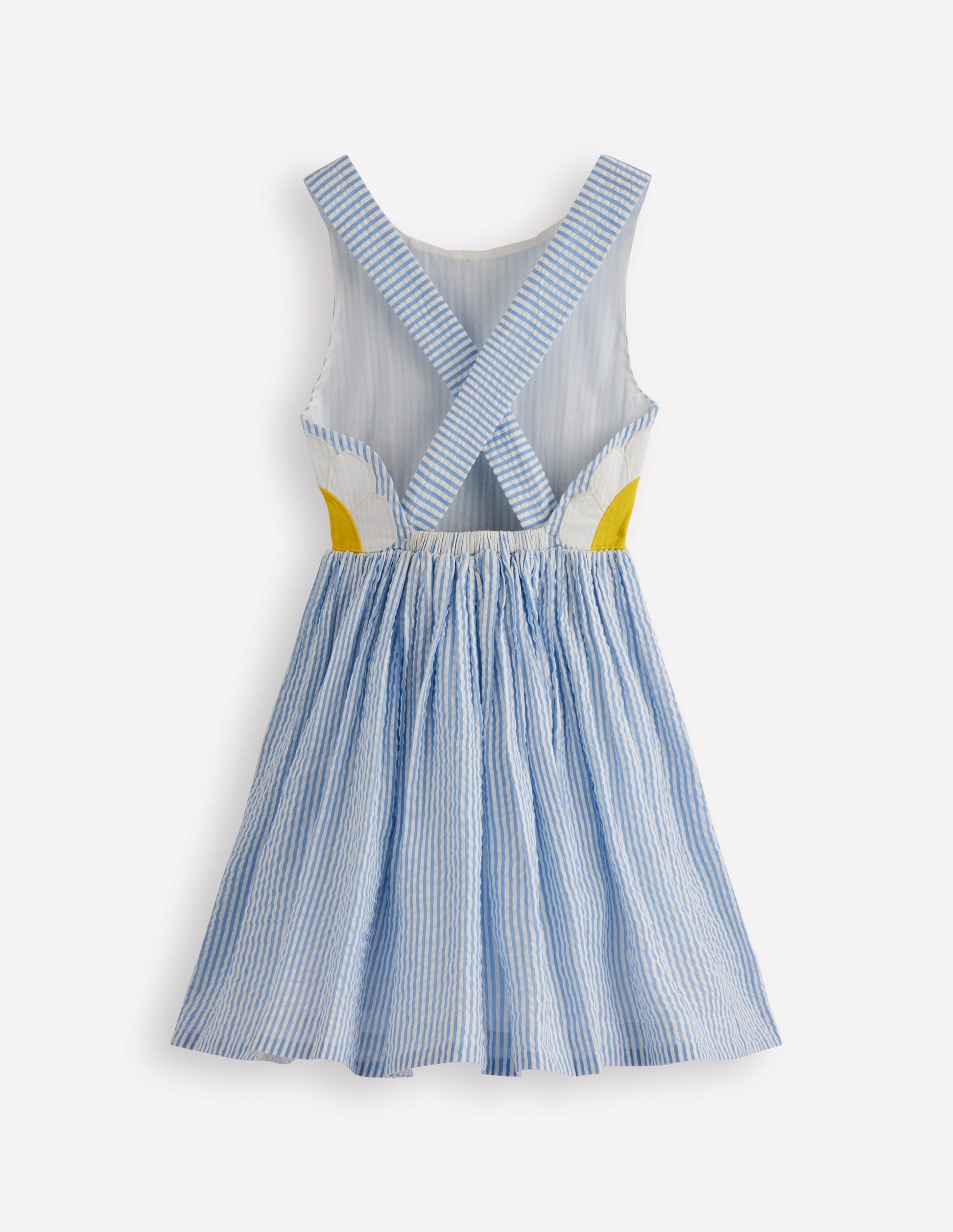 Novelty Cross-back Dress-Blue Daisy Applique-5