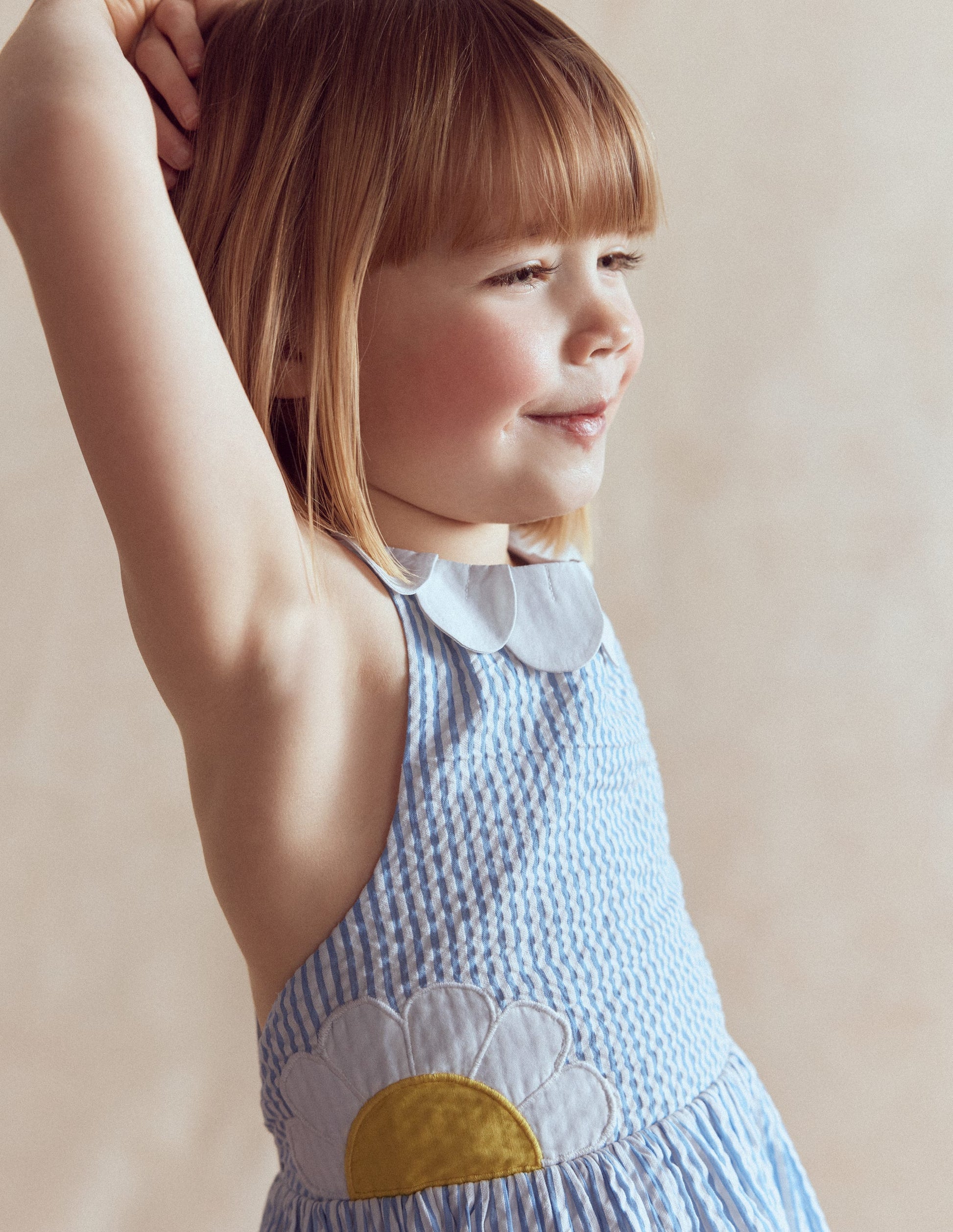 Novelty Cross-back Dress-Blue Daisy Applique-2