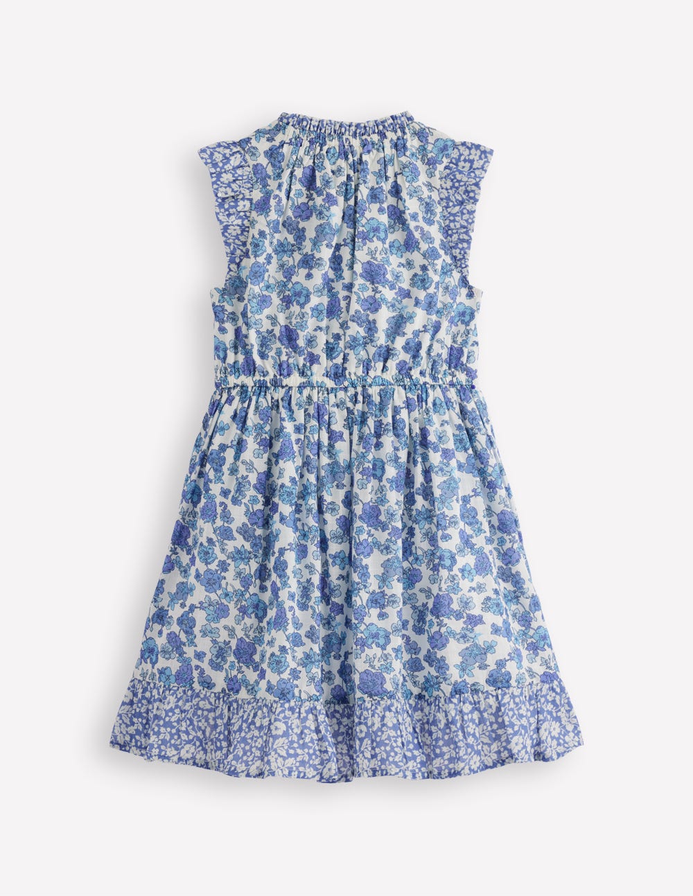 Gathered Woven Dress-Blue Sprig - Image 2