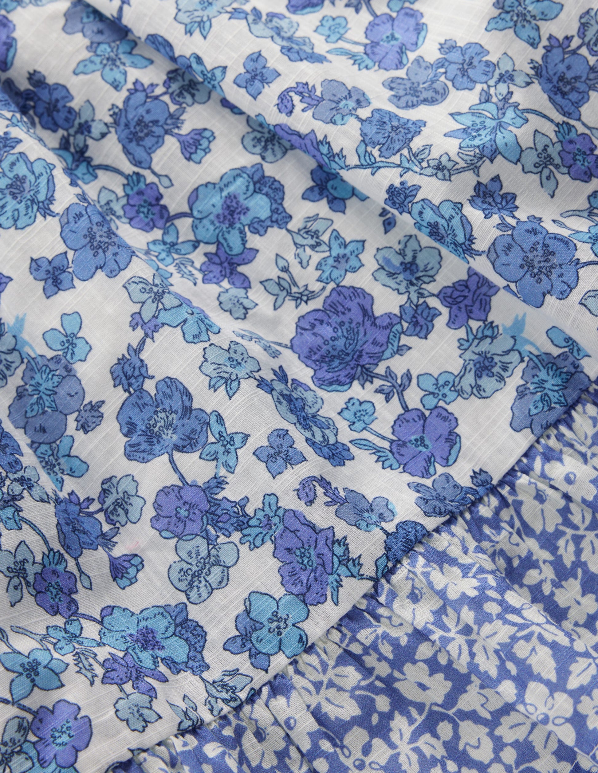 Gathered Woven Dress-Blue Sprig-3