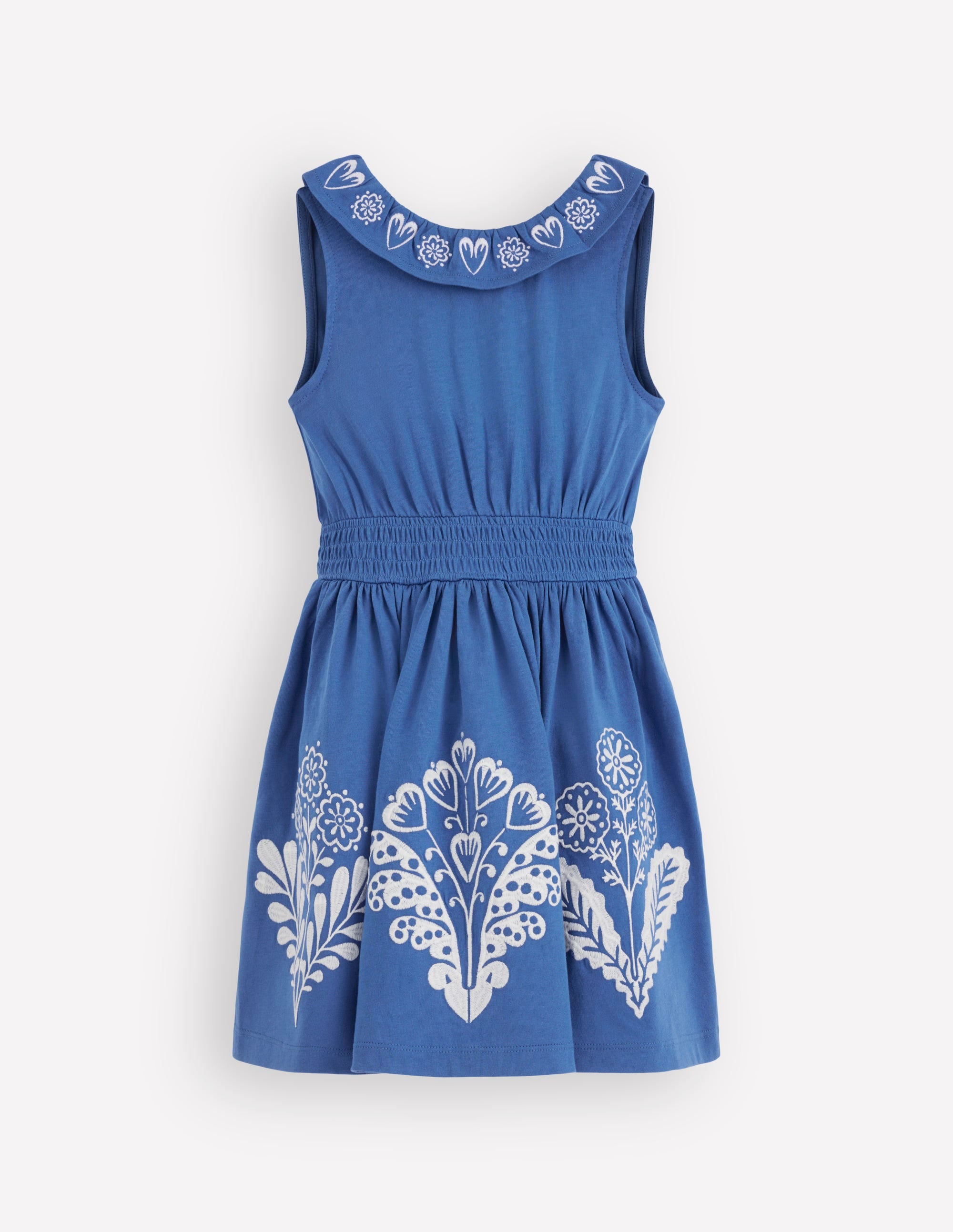 Embroidered V-back dress-Bright Blue Embroidery - Image 3