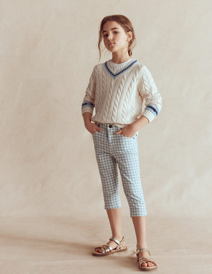 Capri Trousers-Blue Gingham