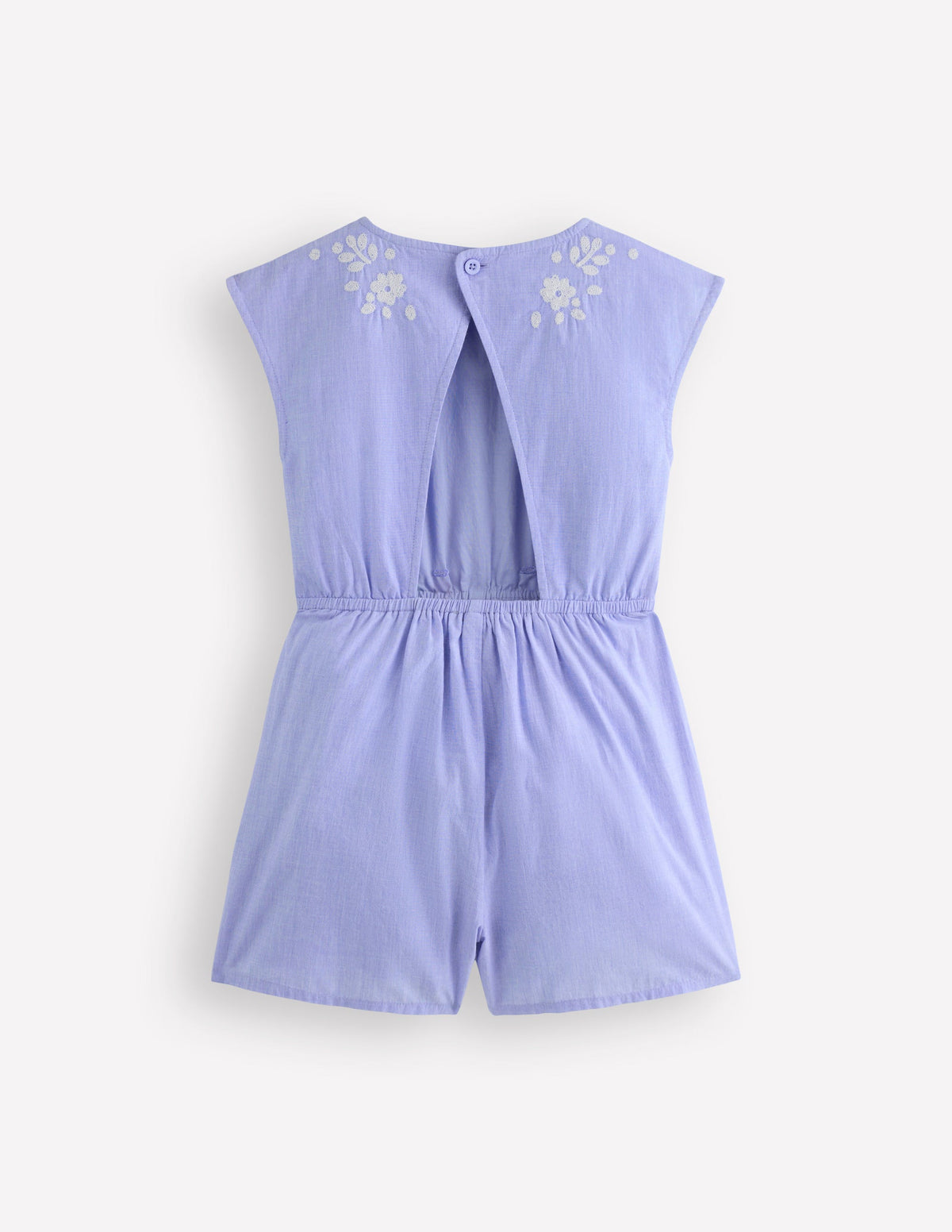 Tie Waist Woven Playsuit-Denim Embroidery - Image 2