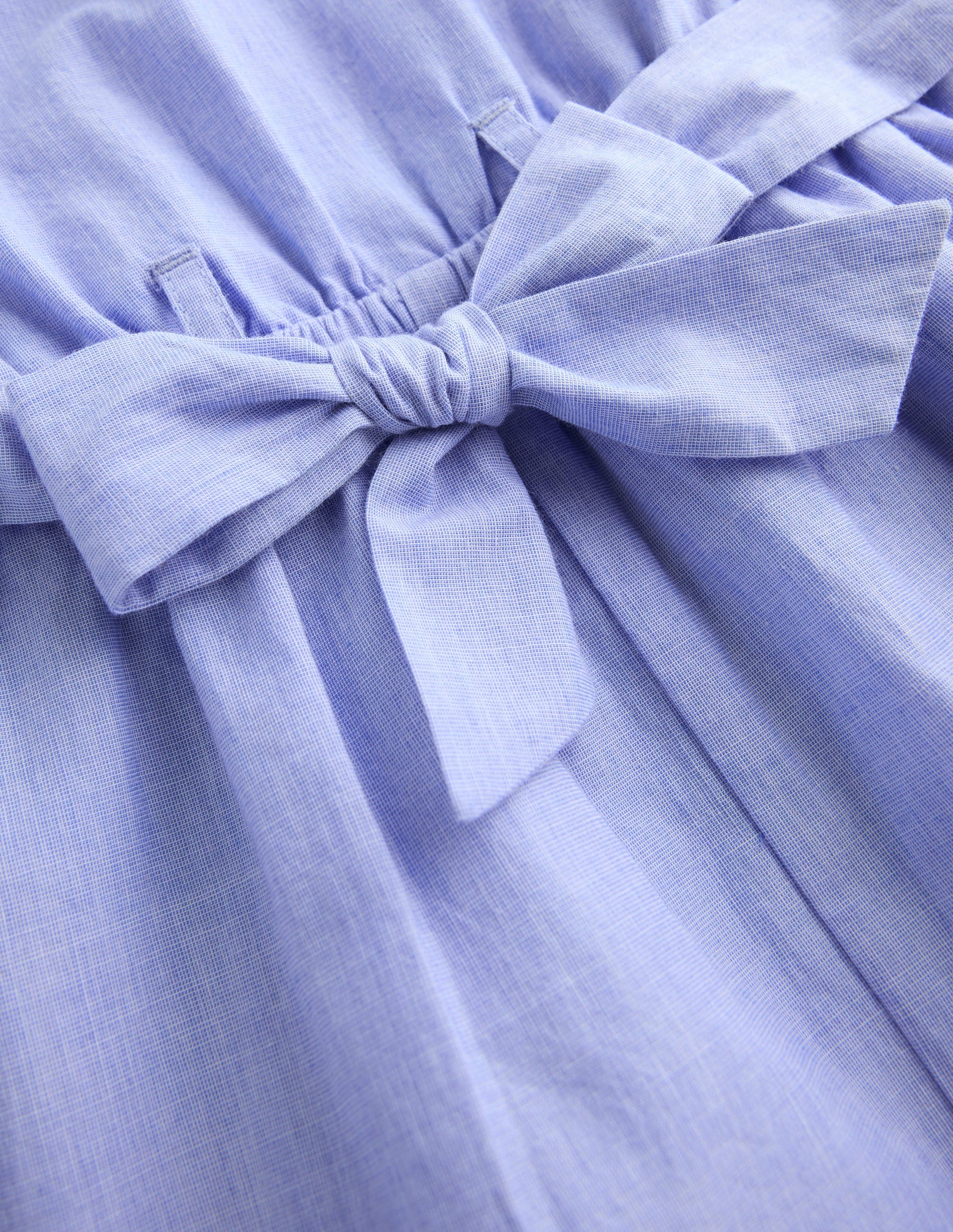 Tie Waist Woven Playsuit-Denim Embroidery-4