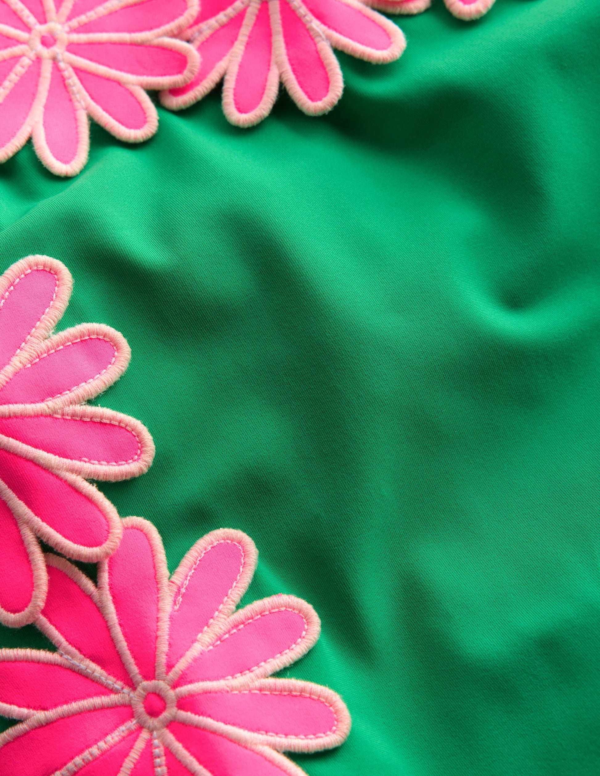 Appliqué Swimsuit-Pea Green/Sorbet Pink Daisy-3