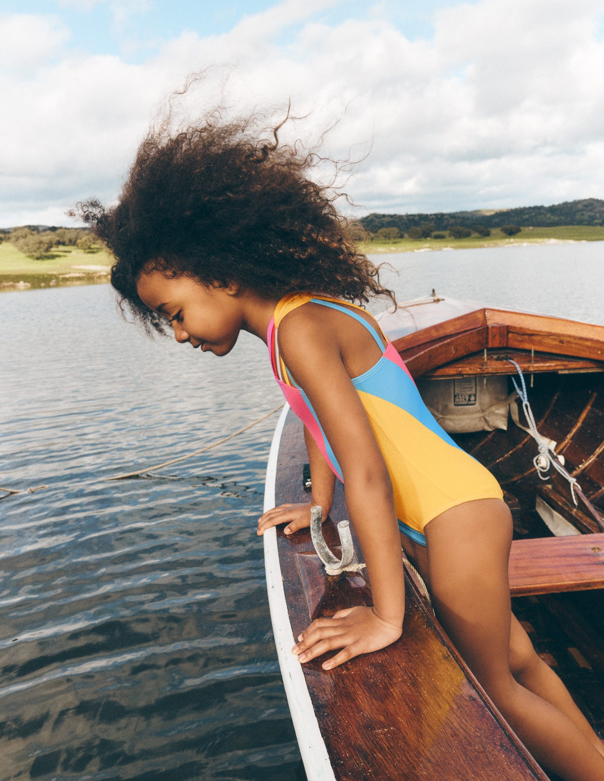 One Shoulder Ray Swimsuit-Rainbow-1
