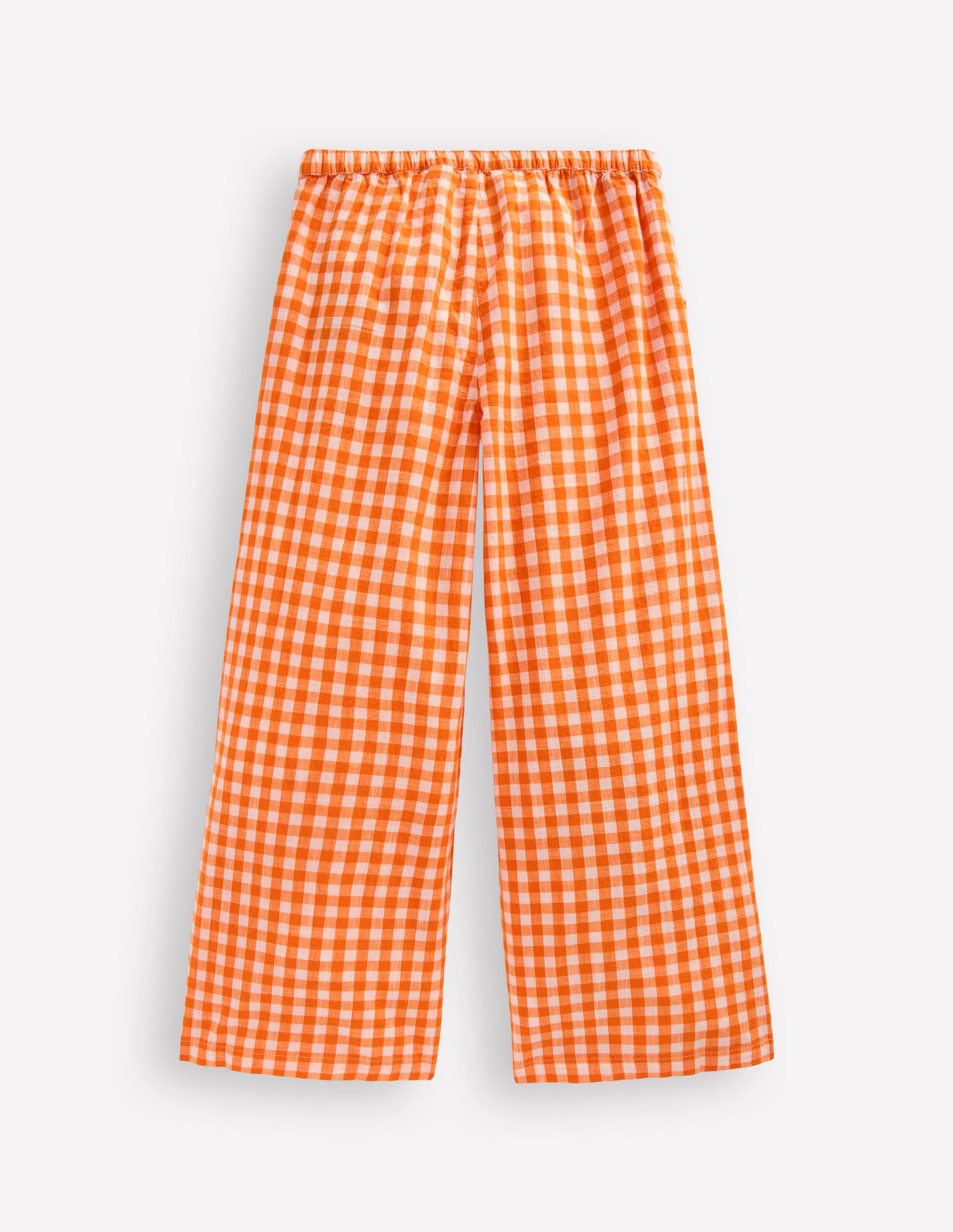 Wide Leg Trousers-Orange/Ivory Gingham-3