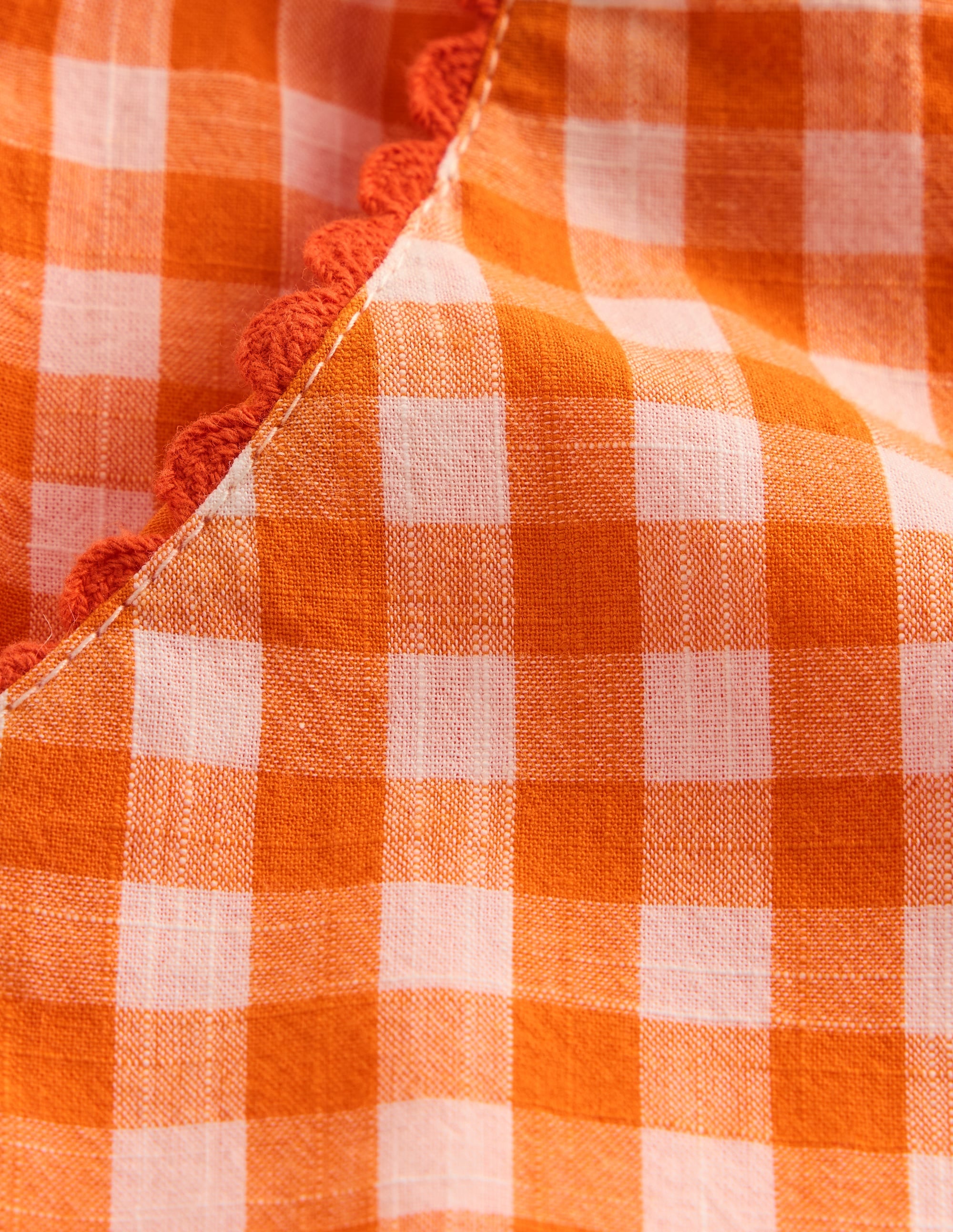 Wide Leg Trousers-Orange/Ivory Gingham - Image 3