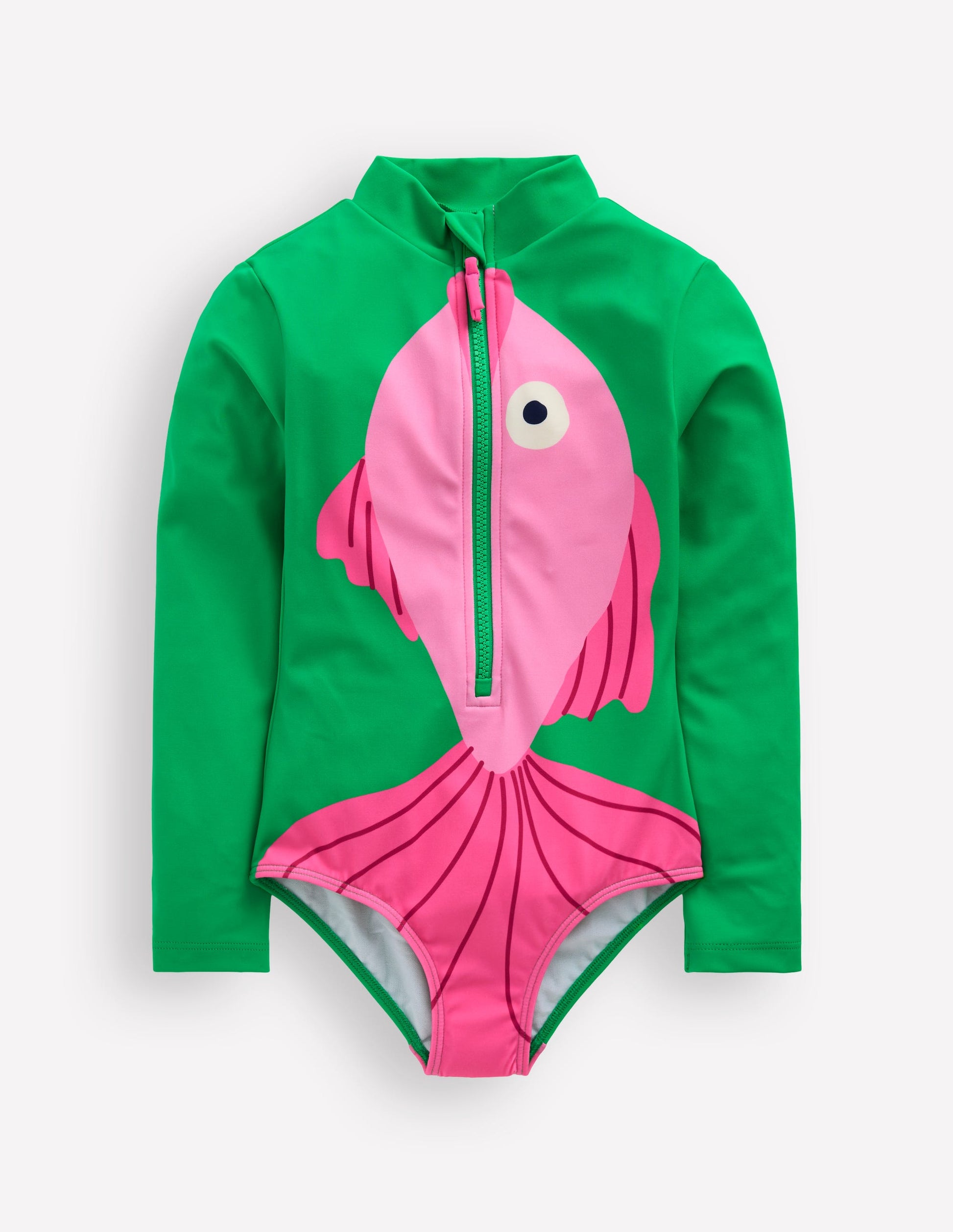 Fun Long-sleeved Swimsuit-Bright Emerald Fish-1