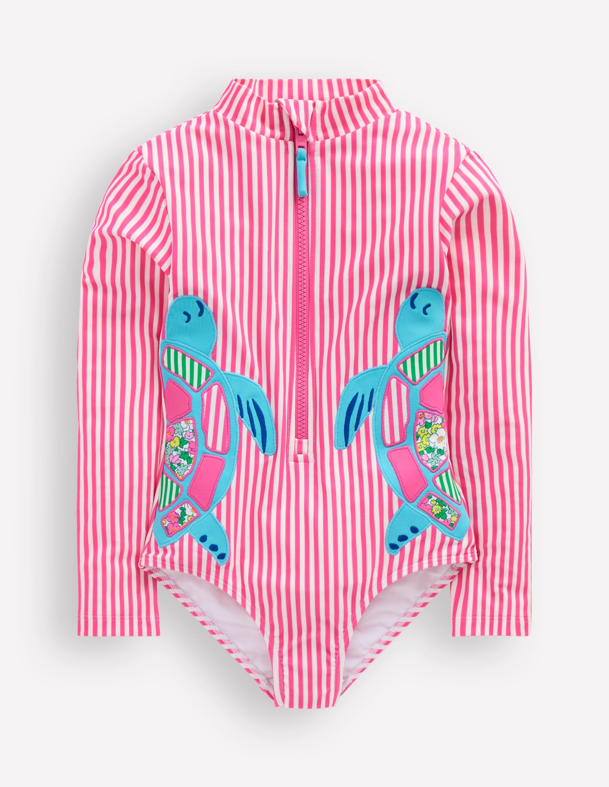 Fun Long-sleeved Swimsuit-Sorbet Pink Turtles - Image 2