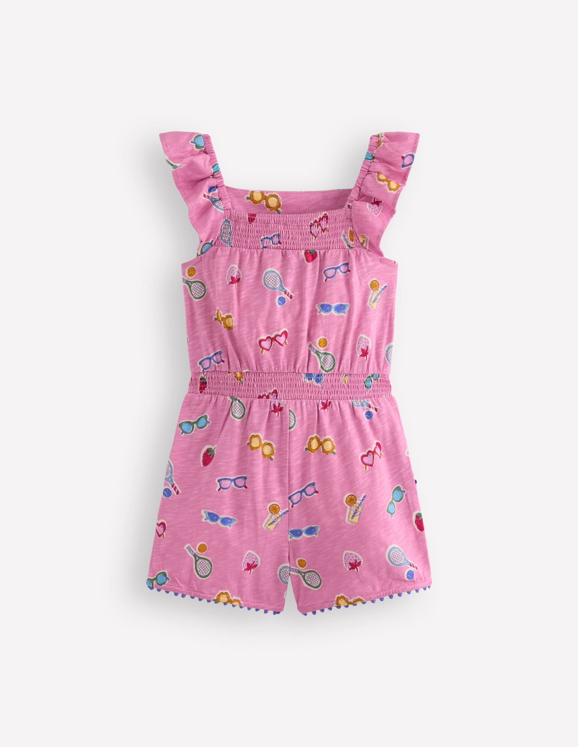 Ciara Pom Trim Jersey Playsuit-Formica Pink Holiday-2