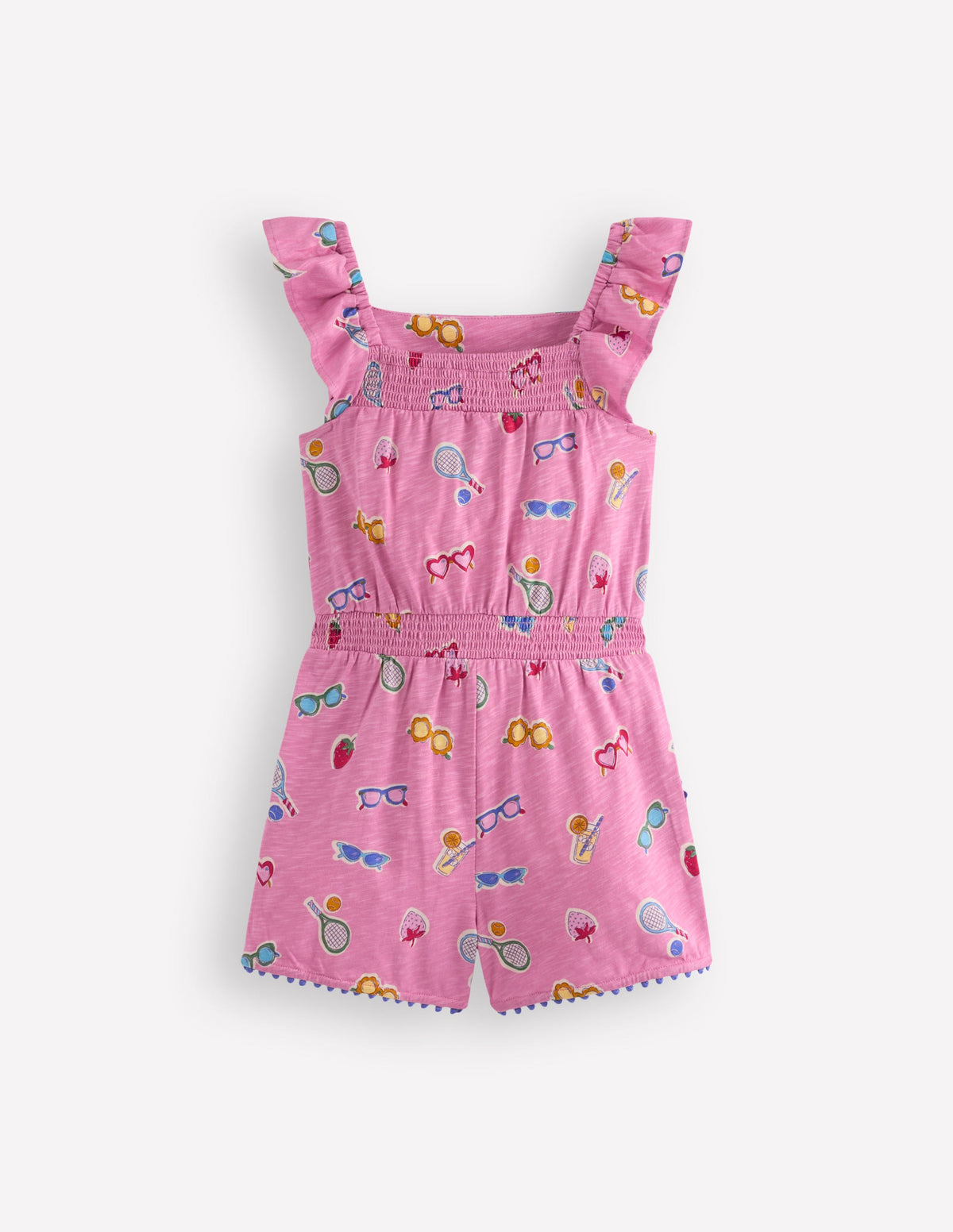 Ciara Pom Trim Jersey Playsuit-Formica Pink Holiday - Image 2