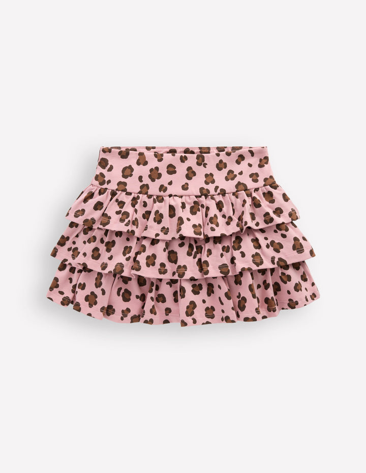 Frill Jersey Skort-Pink Leopard