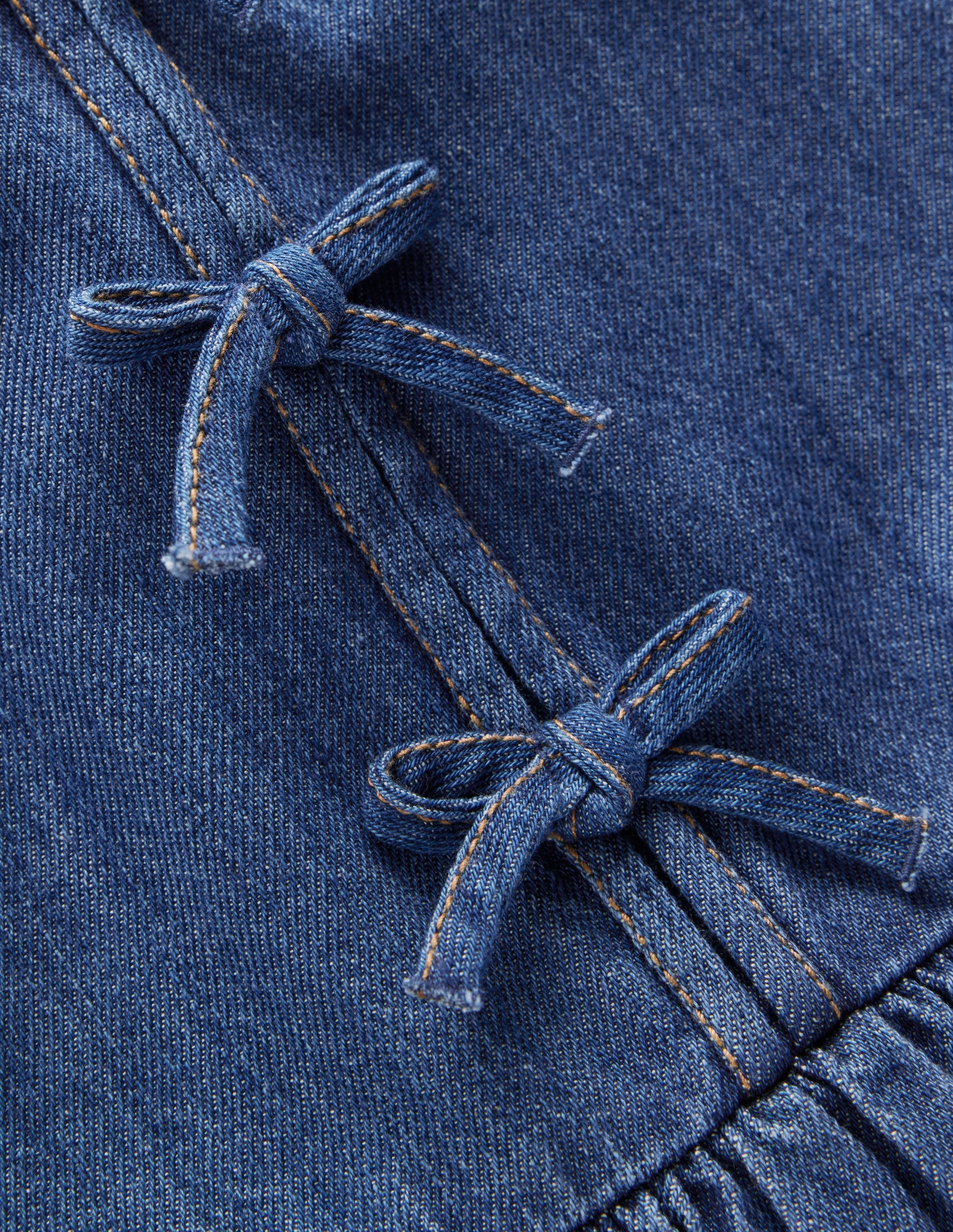 Bow Front Woven Dress-Mid Vintage Denim-4