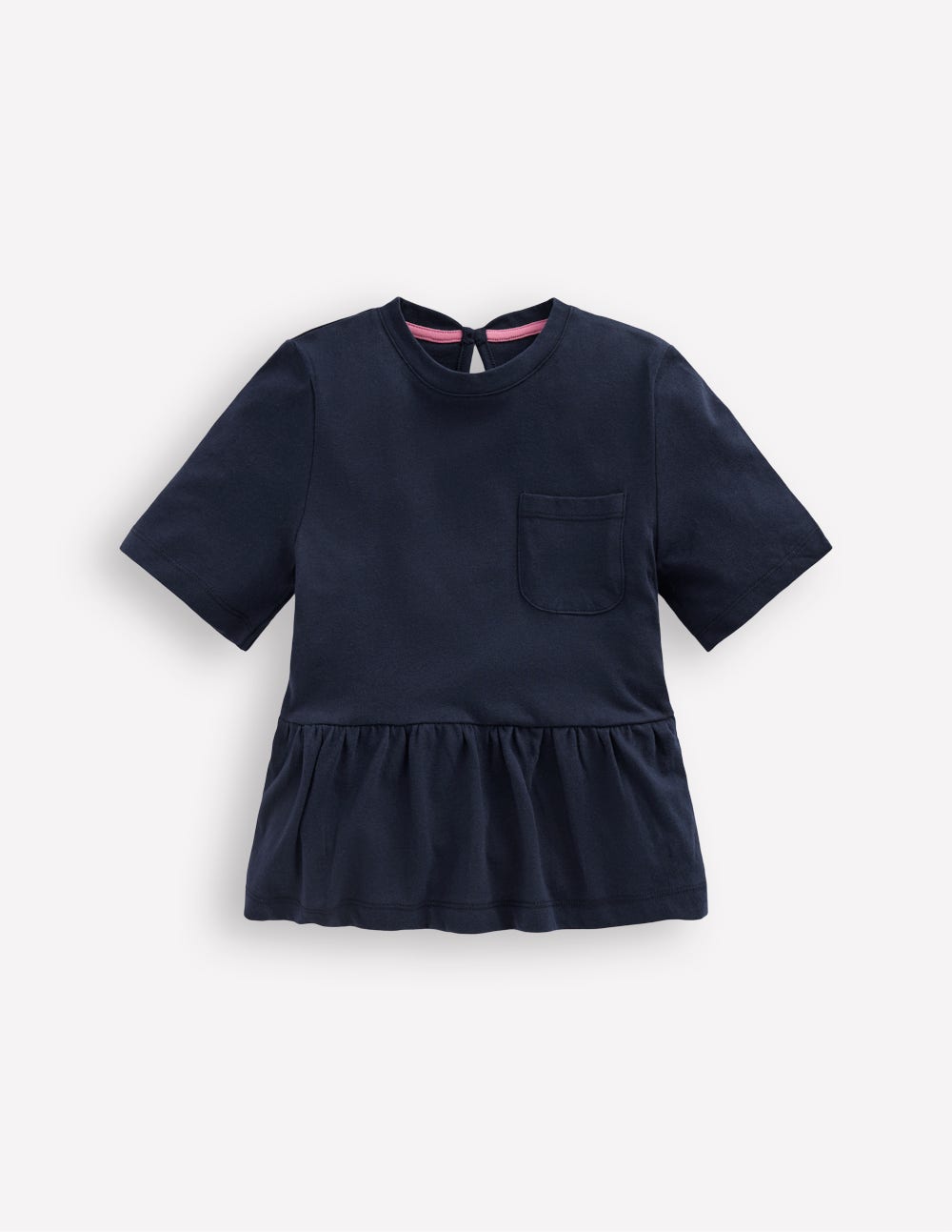 Short Sleeve Peplum Top-Navy Blazer (19-3923 TCX) - Image 1