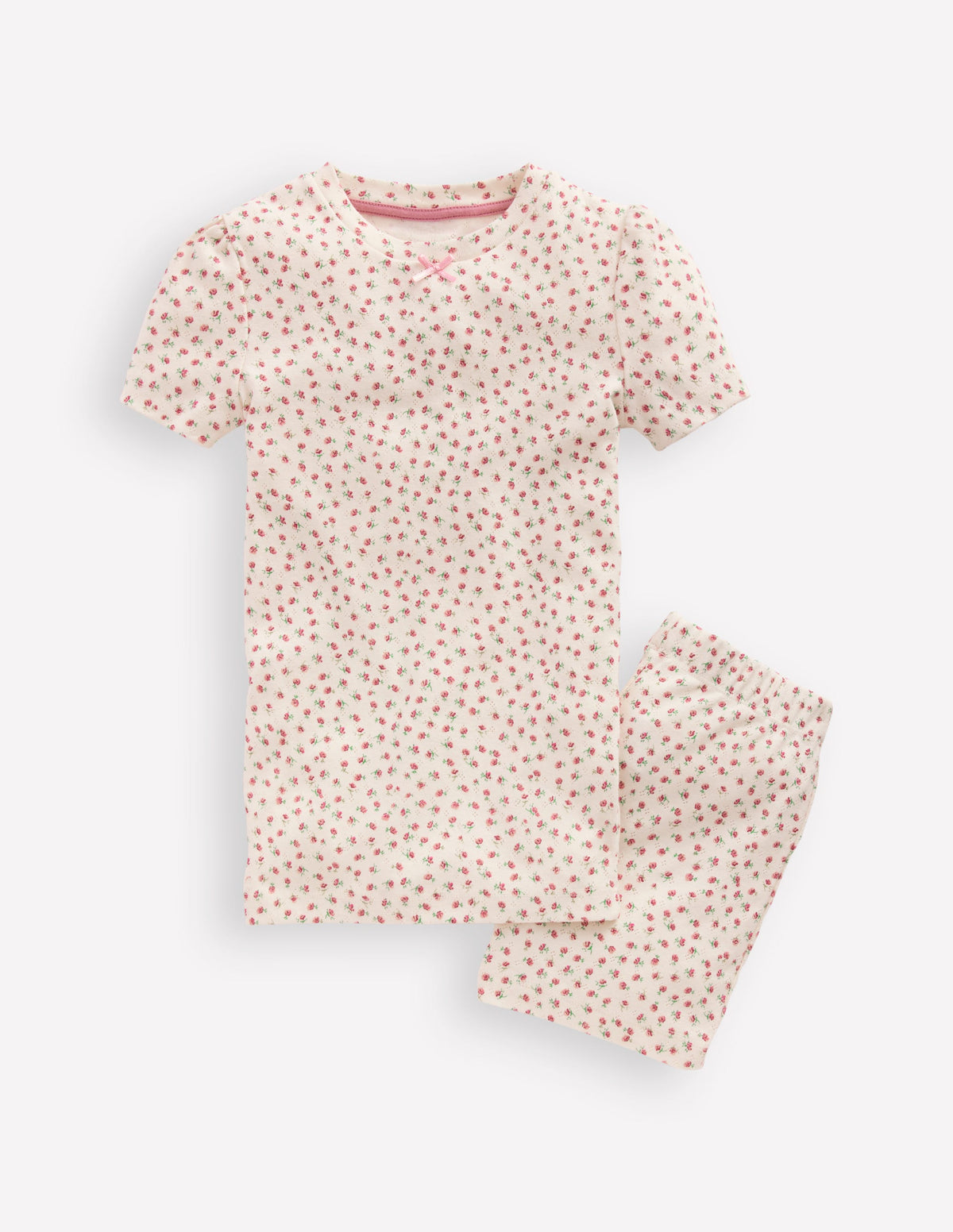Snug Fit Pointelle Pyjamas-Soft Ivory Floral - Image 1
