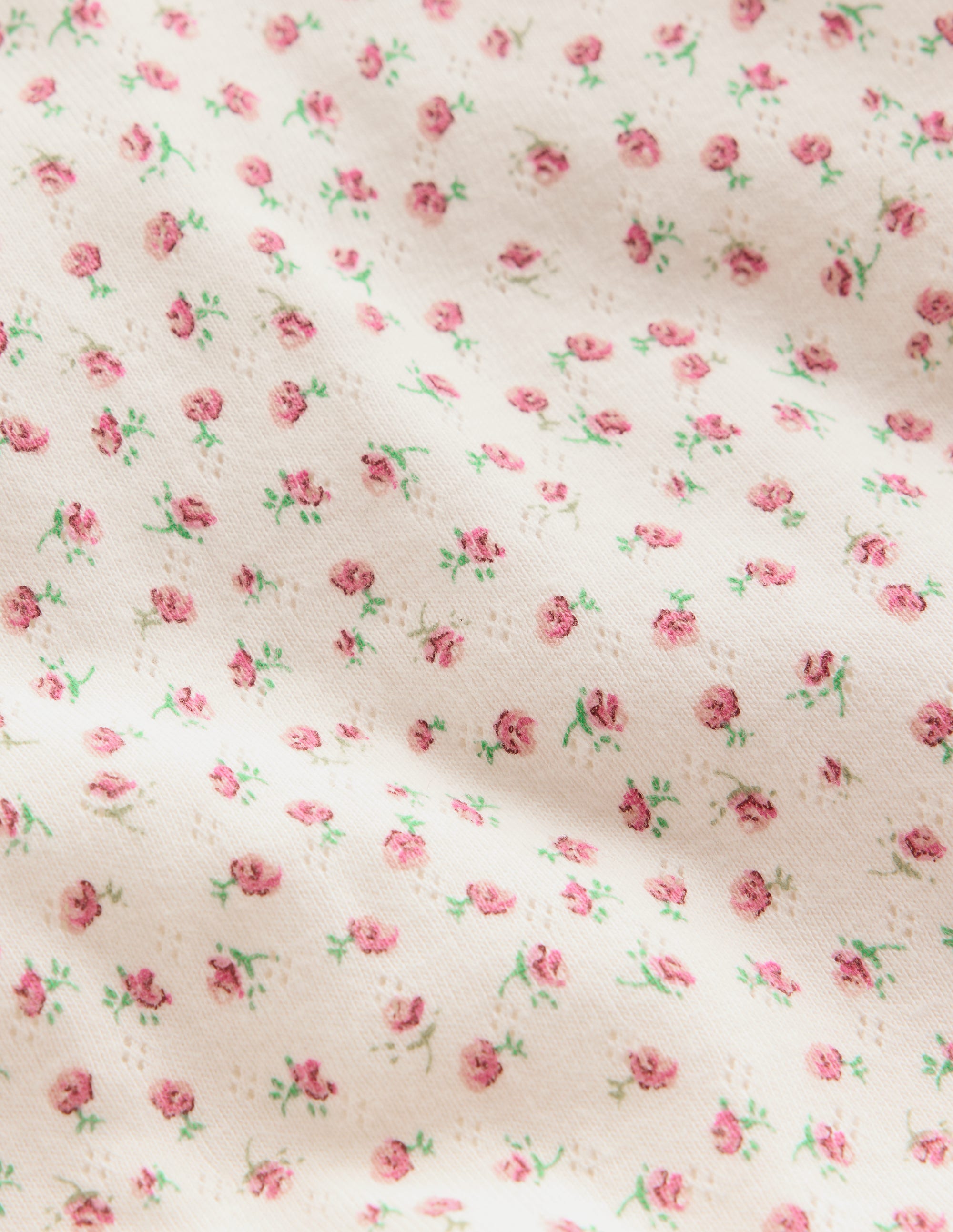 Snug Fit Pointelle Pyjamas-Soft Ivory Floral - Image 3