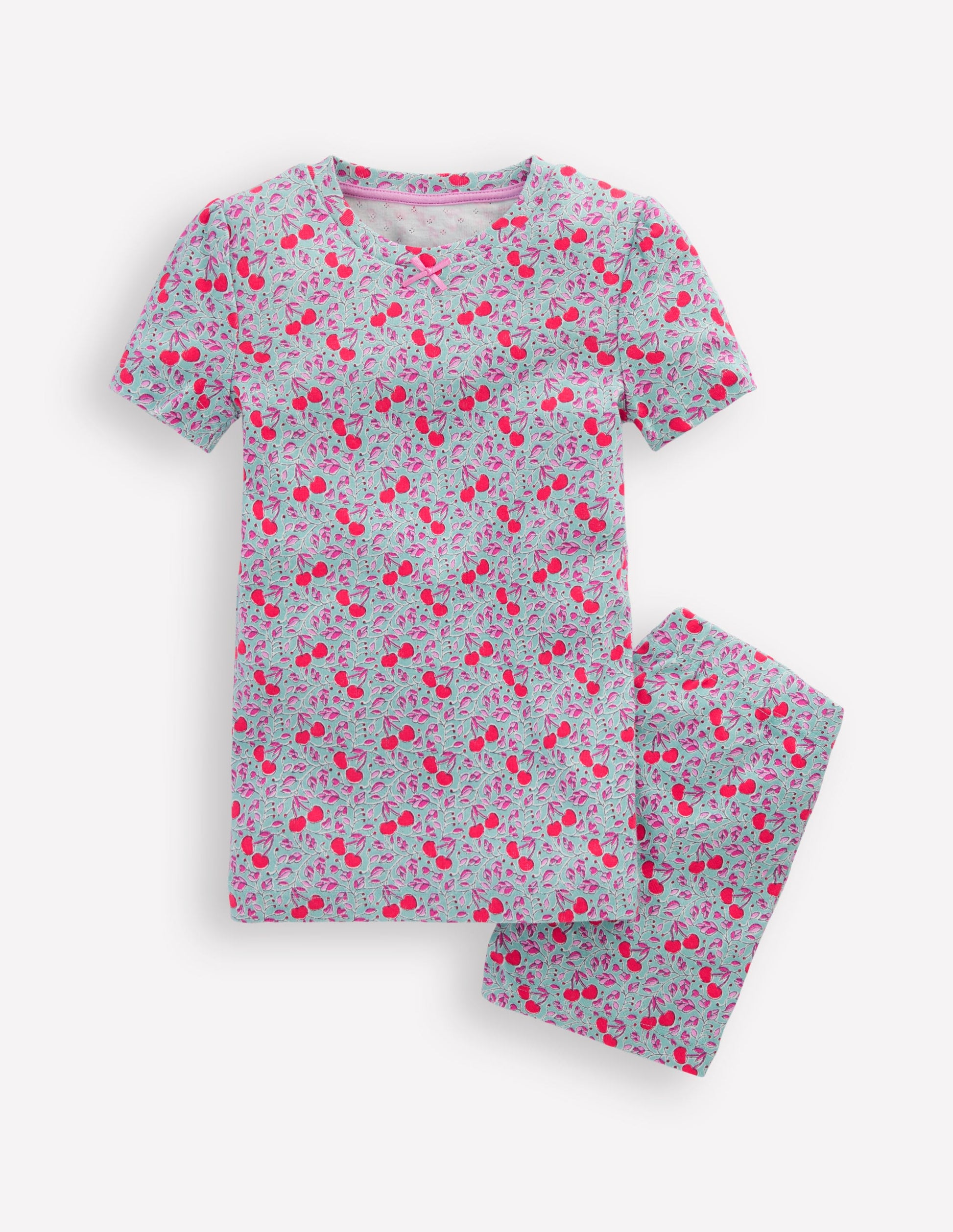 Snug Fit Pointelle Pyjamas-Cherry Orchard-1