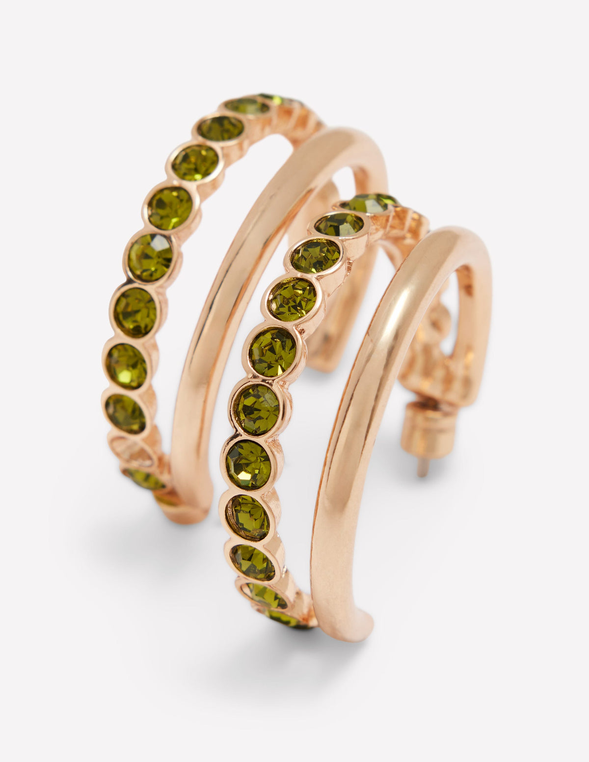Large Jewel Hoops-Green - Image 4