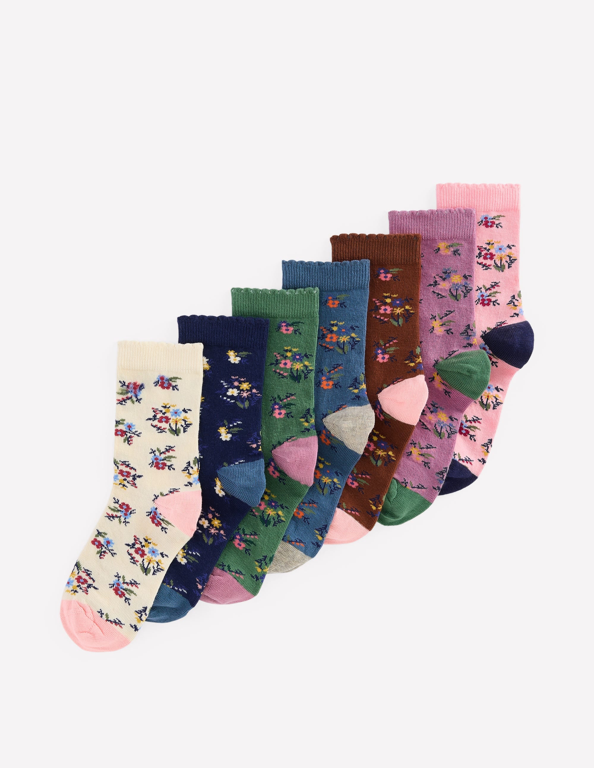 7-pack Socks-Vintage Flower Posy - Image 1