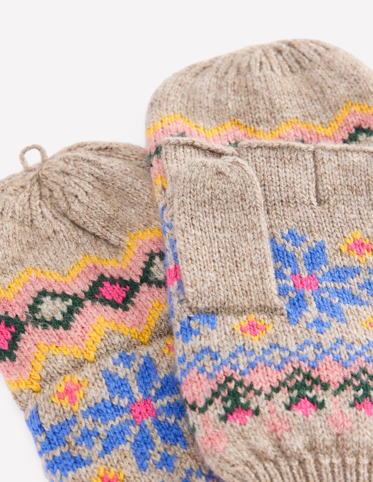 Fair Isle Mittens-Mink Melange-2