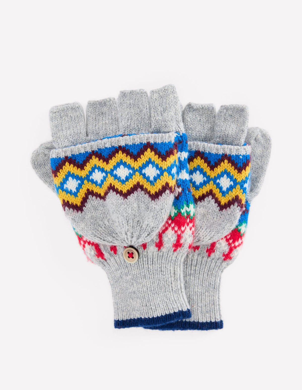 Fair Isle Mittens-Grey Marl - Image 1
