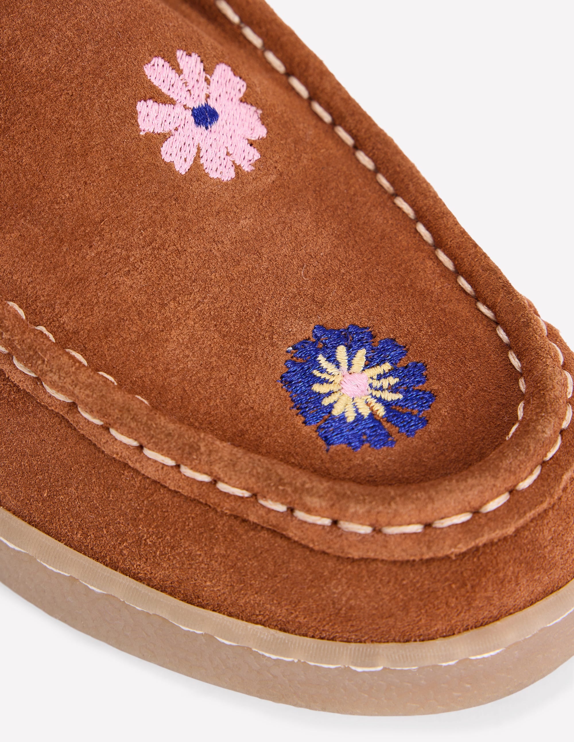 Suede Moccasin Shoe-Tan Embroidery - Image 3