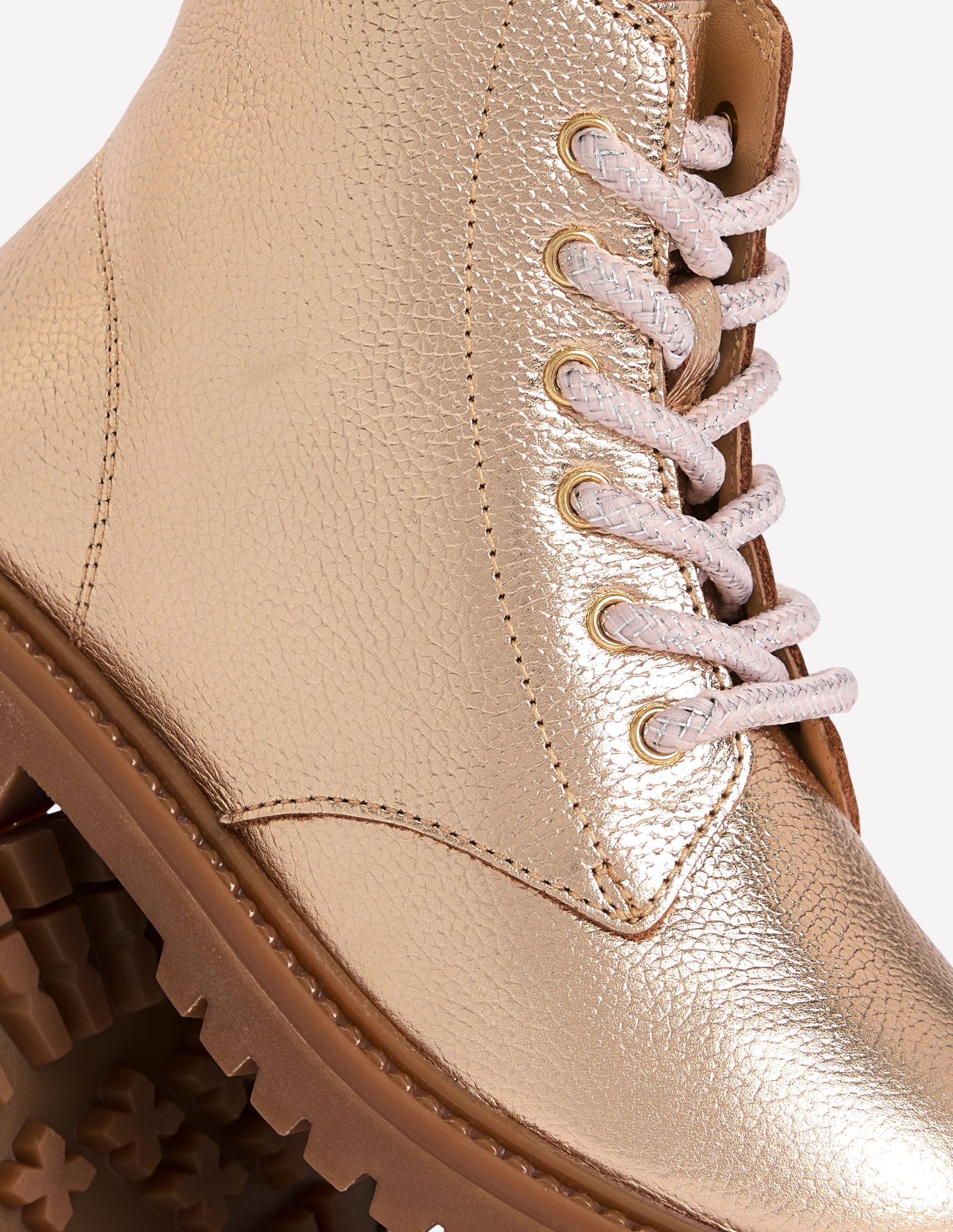 Chunky Lace Up Boots-Gold - Image 3