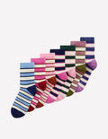 7 Pack Ribbed Socks-Multi Stripes