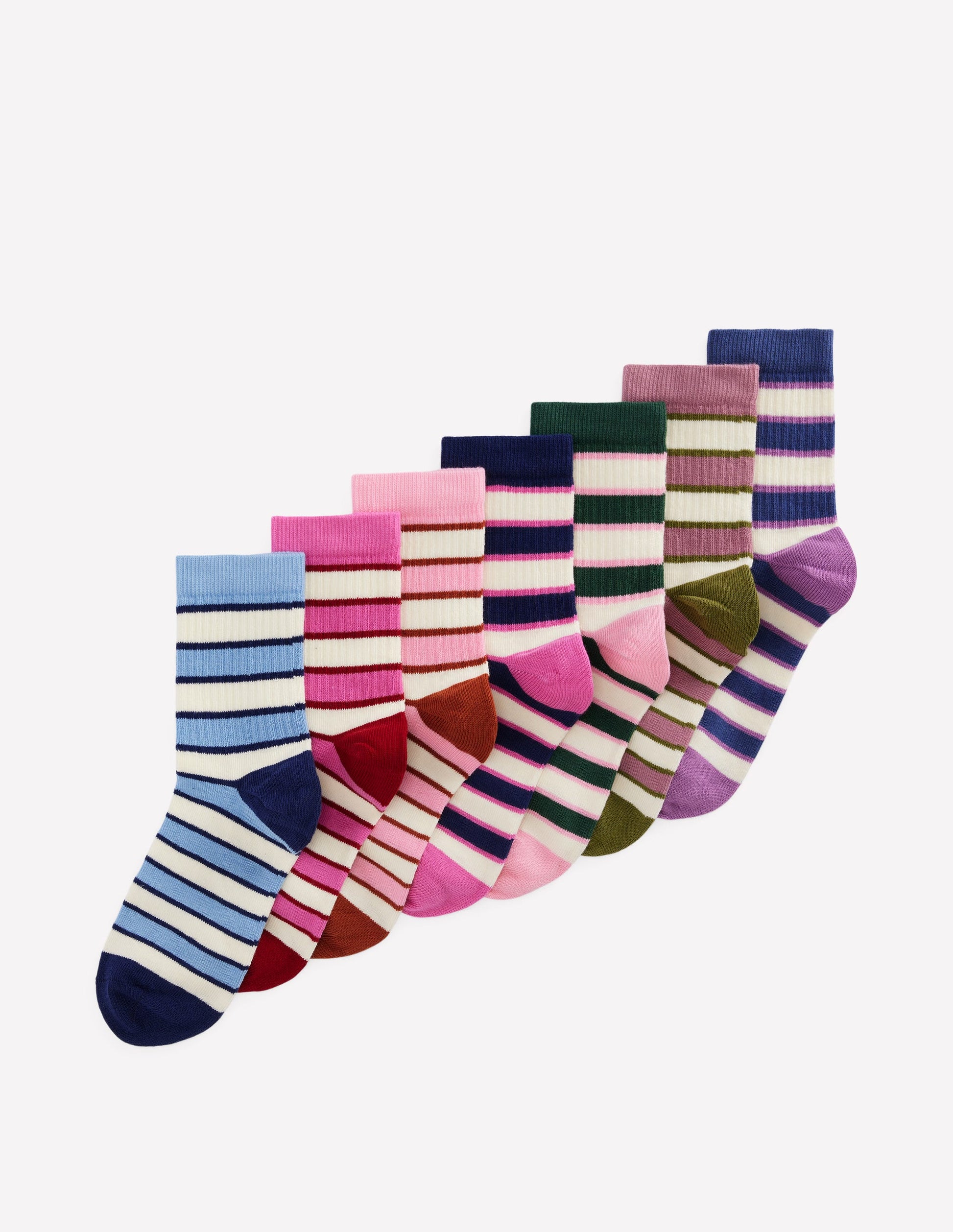 7 Pack Ribbed Socks-Multi Stripes-1