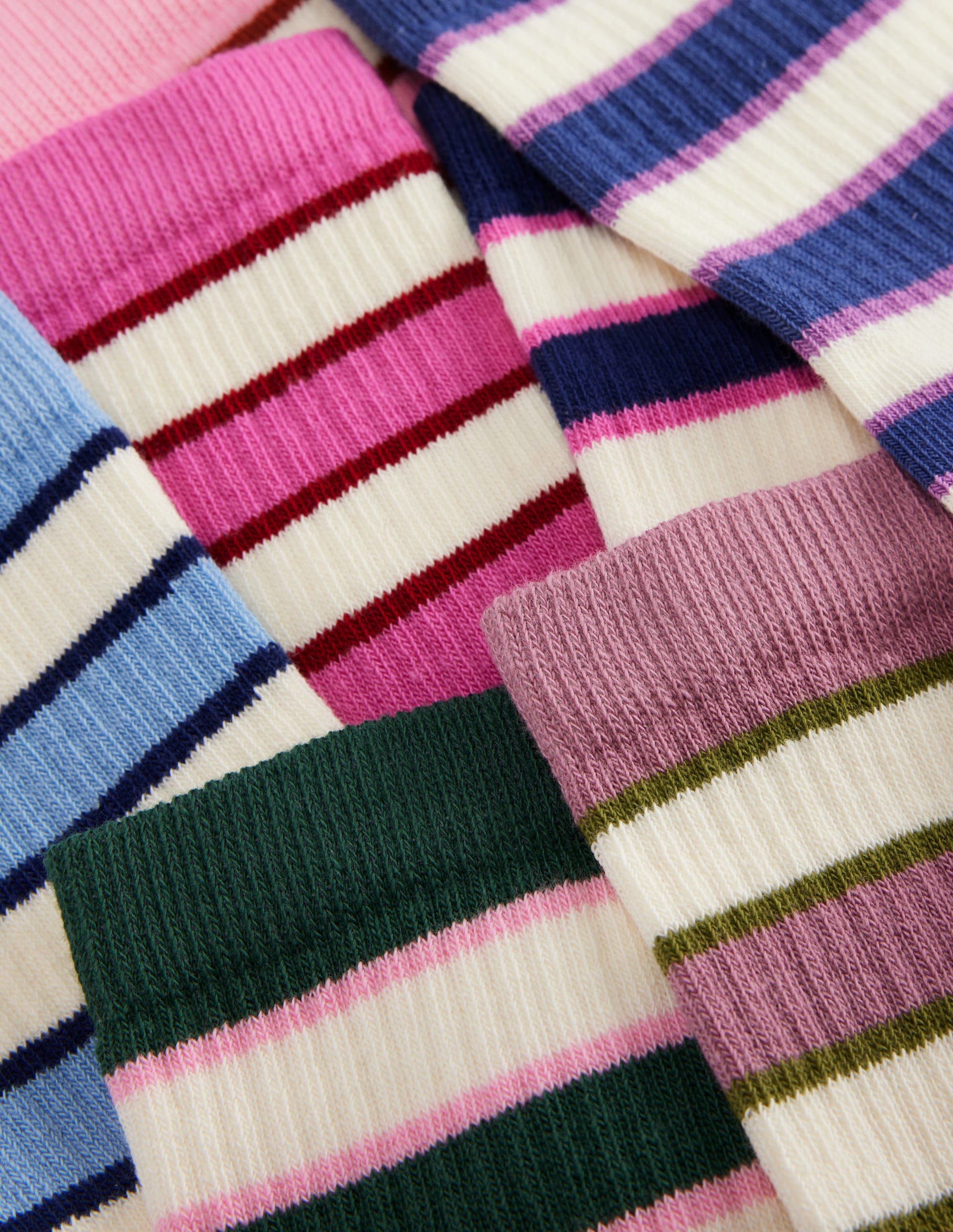 7 Pack Ribbed Socks-Multi Stripes-2