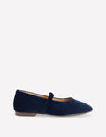 Velvet Mary Janes-College Navy