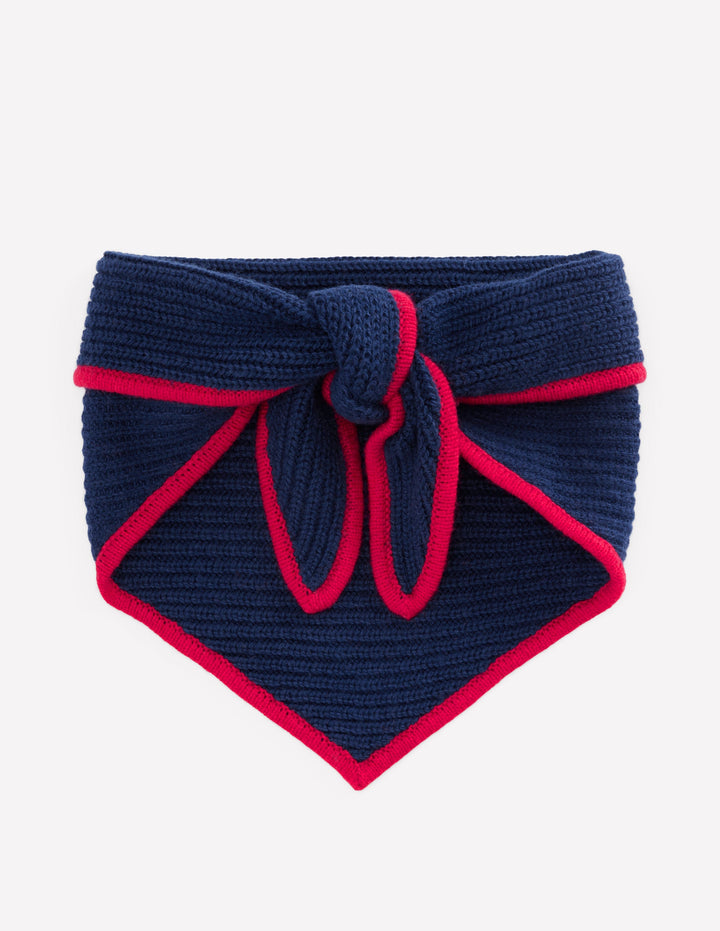 Triangle Knitted Scarf-Navy