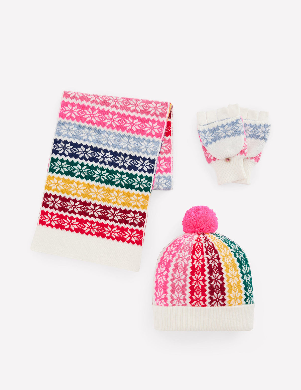 Fair Isle Knitted Set-Rainbow Snowflake-1