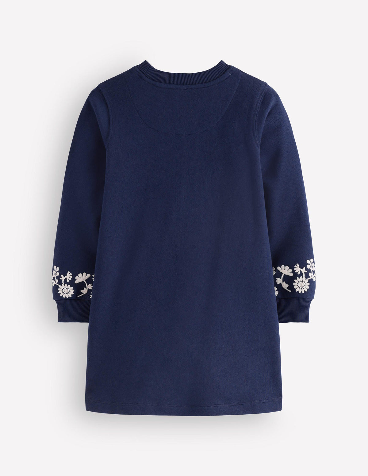 Ida Sweatshirt Appliqué Dress-Navy Floral Embroidery-3